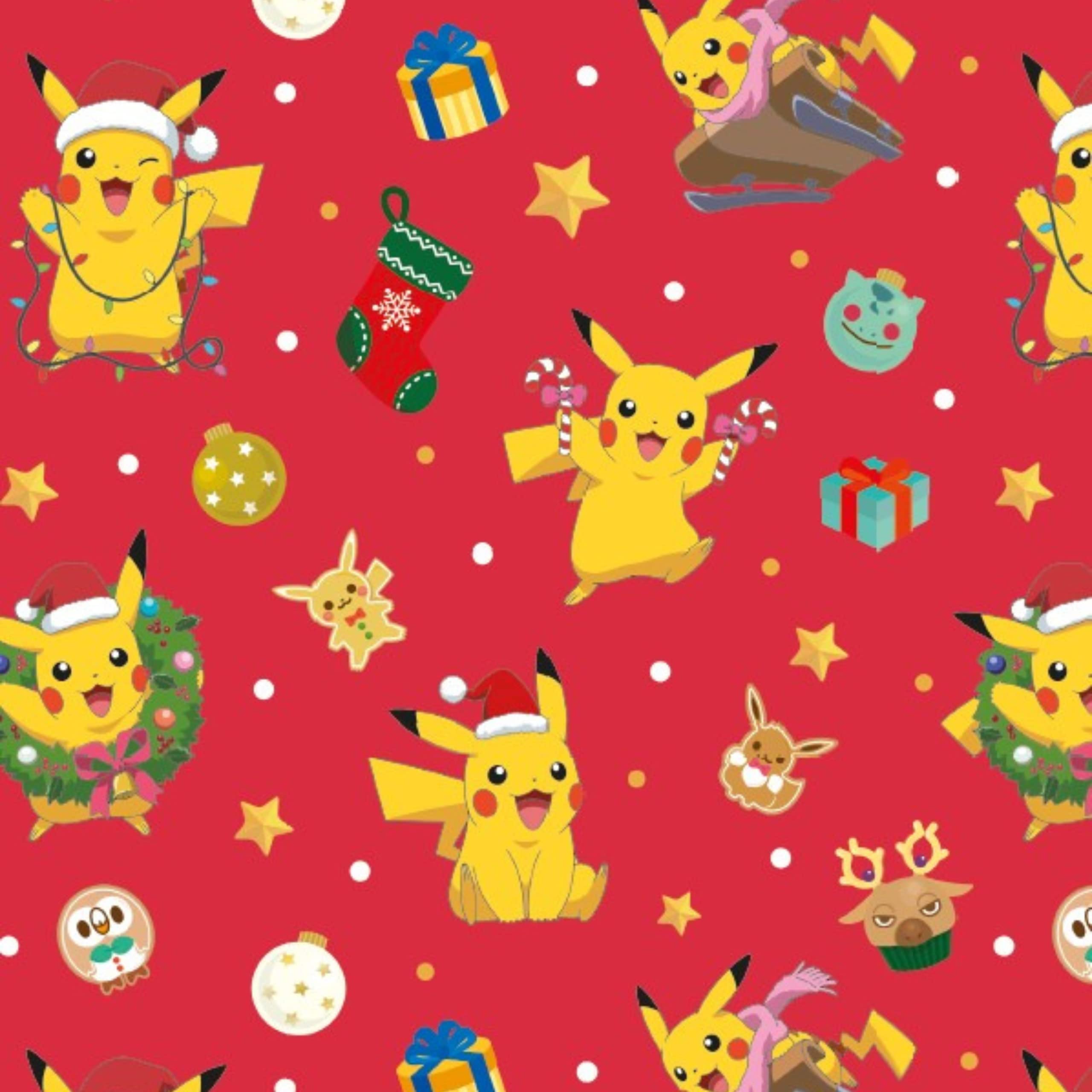 Danilo Promotions Pokemon Christmas Wrapping Paper - 4 Sheets | Pikachu Design | 70cm x 50cm
