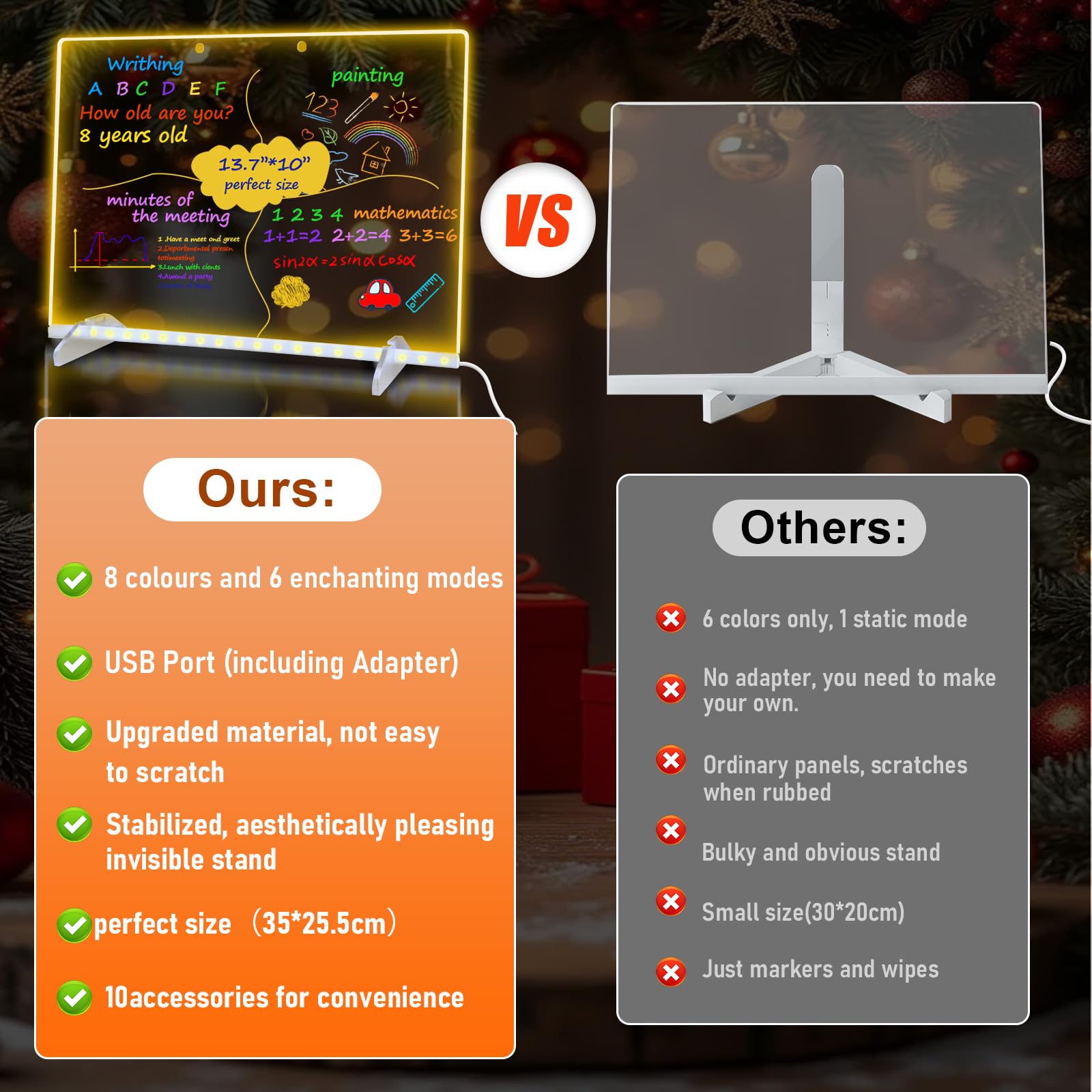 Ortizan LED Drawing Board - 13 Light Modes, Large Acrylic Surface | 35x25cm | Scratch Resistant 6