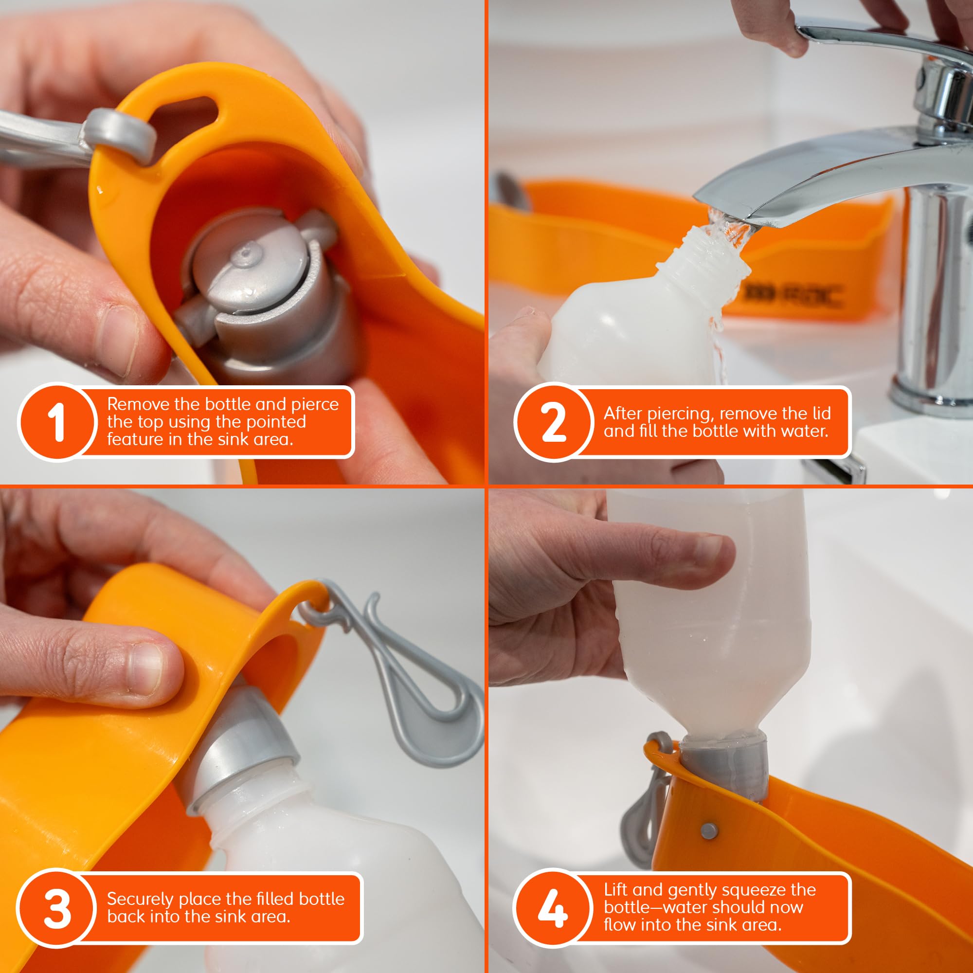 Pet Brands Rac Travel Water Bottle - Lightweight & Easy to Use | Orange Plastic | 26 x 7 x 7cm 3