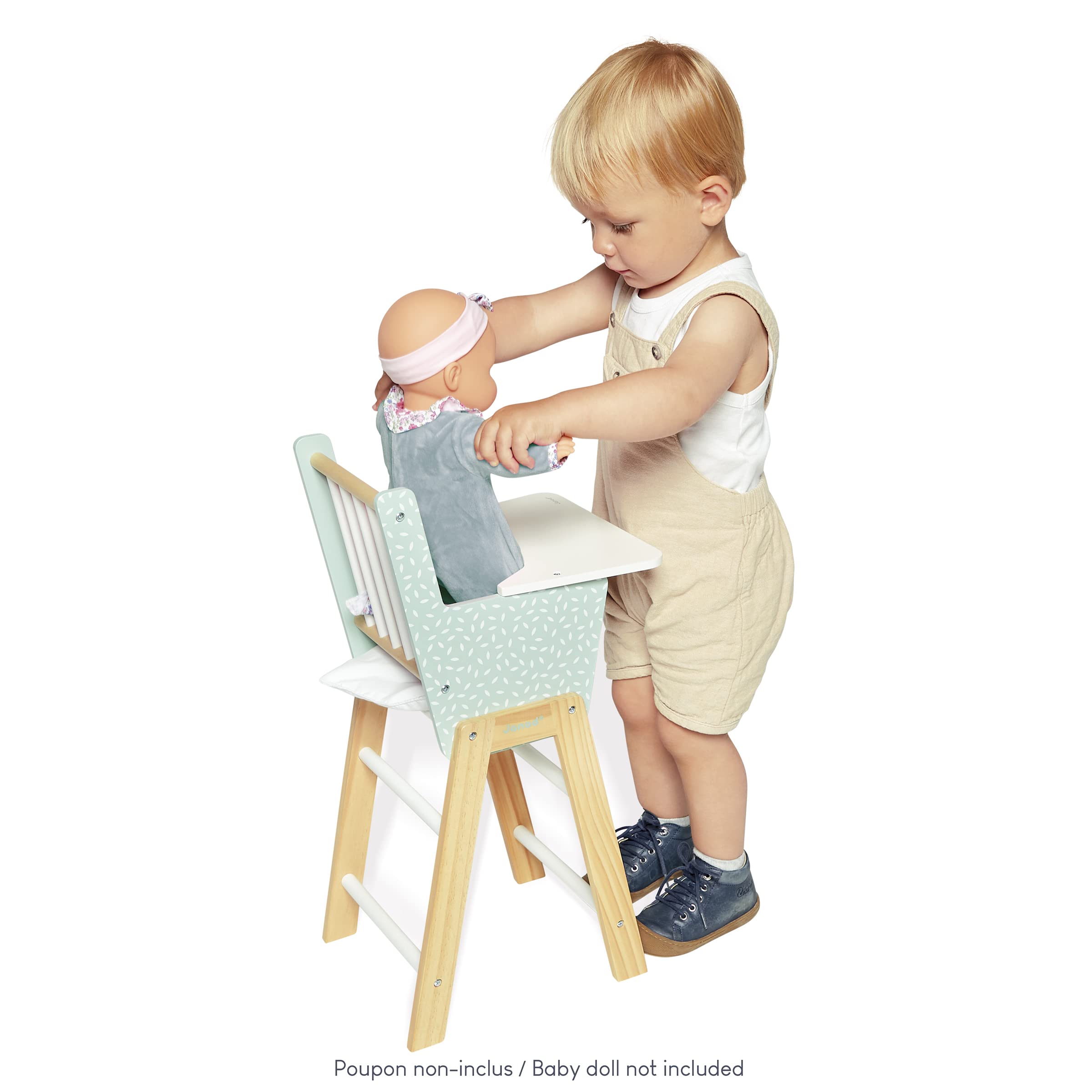 Janod Zen FSC Wood Doll Highchair Accessory for Pretend Play Toys 8