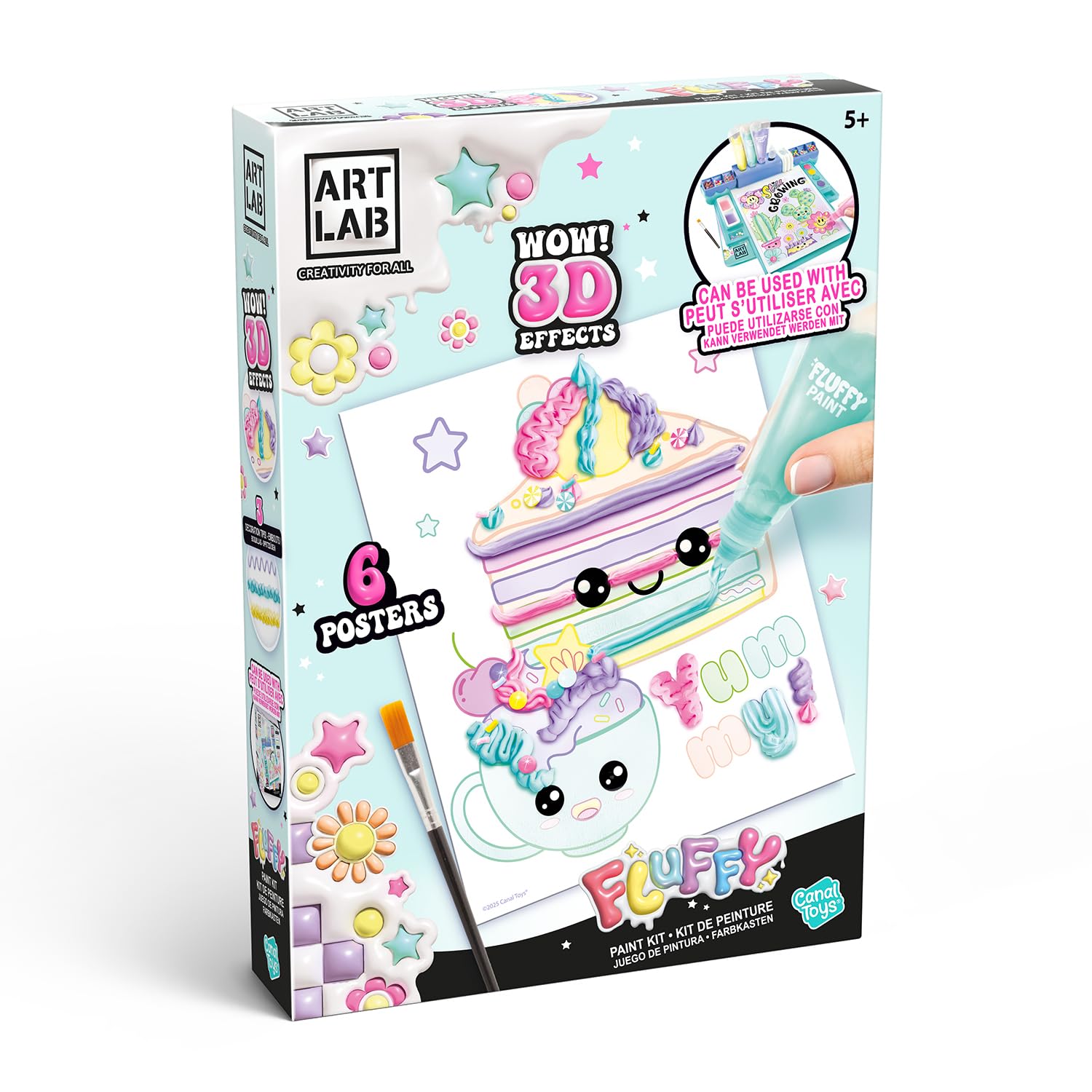 Canal Toys Art Lab Fluffy Paint Kit - 3D Paint Set for Kids | Includes 3 Fluffy Paints & 6 Posters 2