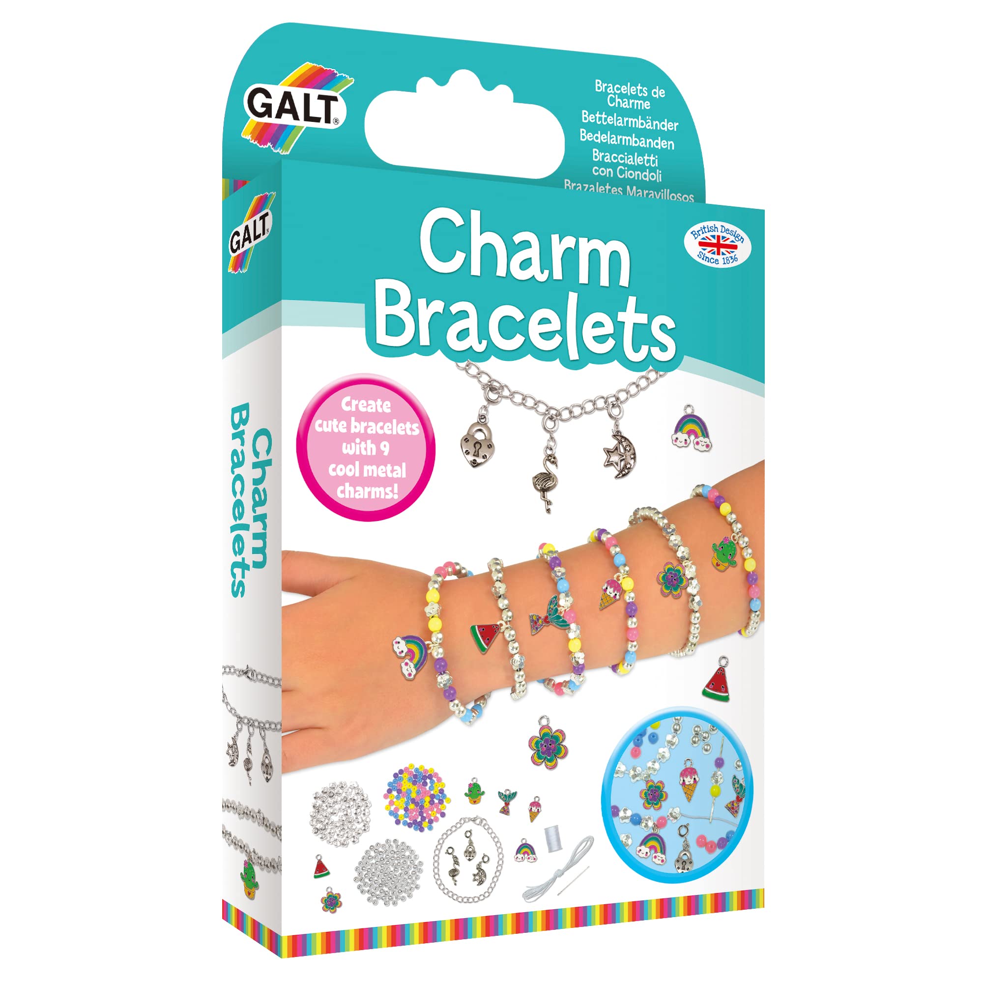 Galt Charm Bracelets Kids Craft Kit - 300 Beads, Metal Charms, Elastic | Ages 8+ 1