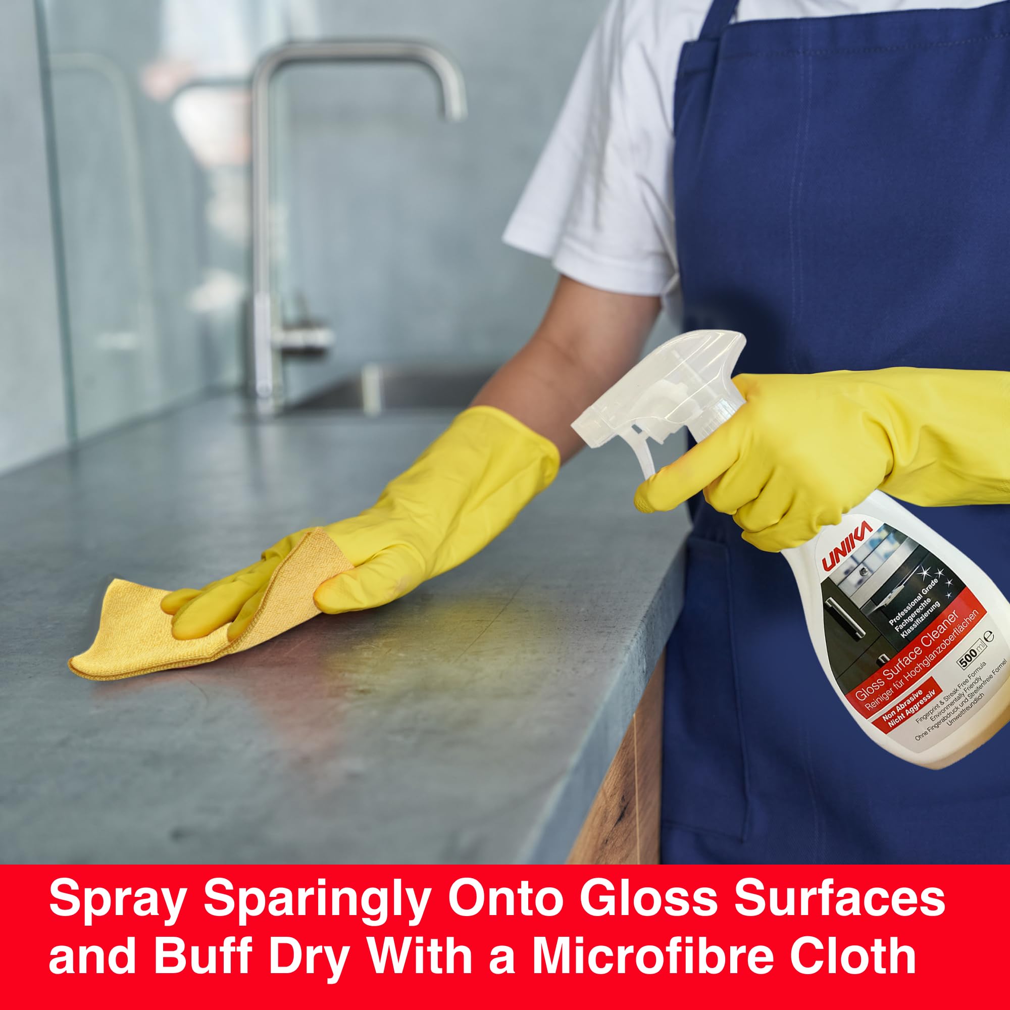 Unika Gloss Surface Cleaner - High Shine, Streak-Free Finish | 500ml Spray | Lemon Scent 2