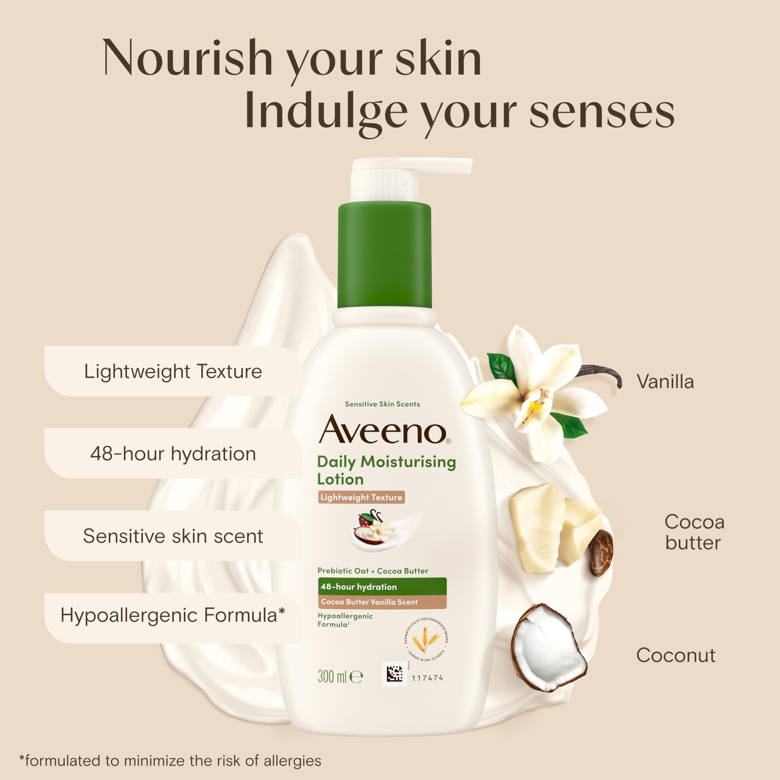 Aveeno Daily Moisturizing Cocoa Butter Lotion - Lightweight Texture, 300 ml 3