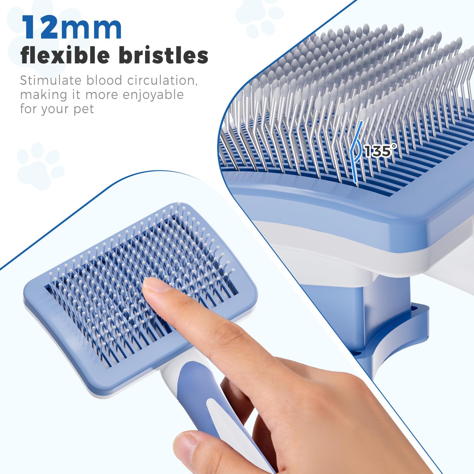 Diboniur Pet Brush - Self Cleaning | Stainless Steel Bristles for Long & Short Hair | Blue 5