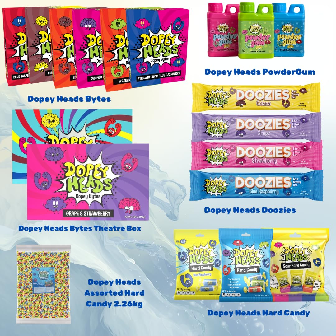 Dopey Heads Blue Raspberry Hard Candy - HALAL | 198g (7 oz) Bag | Long-Lasting Flavour 7