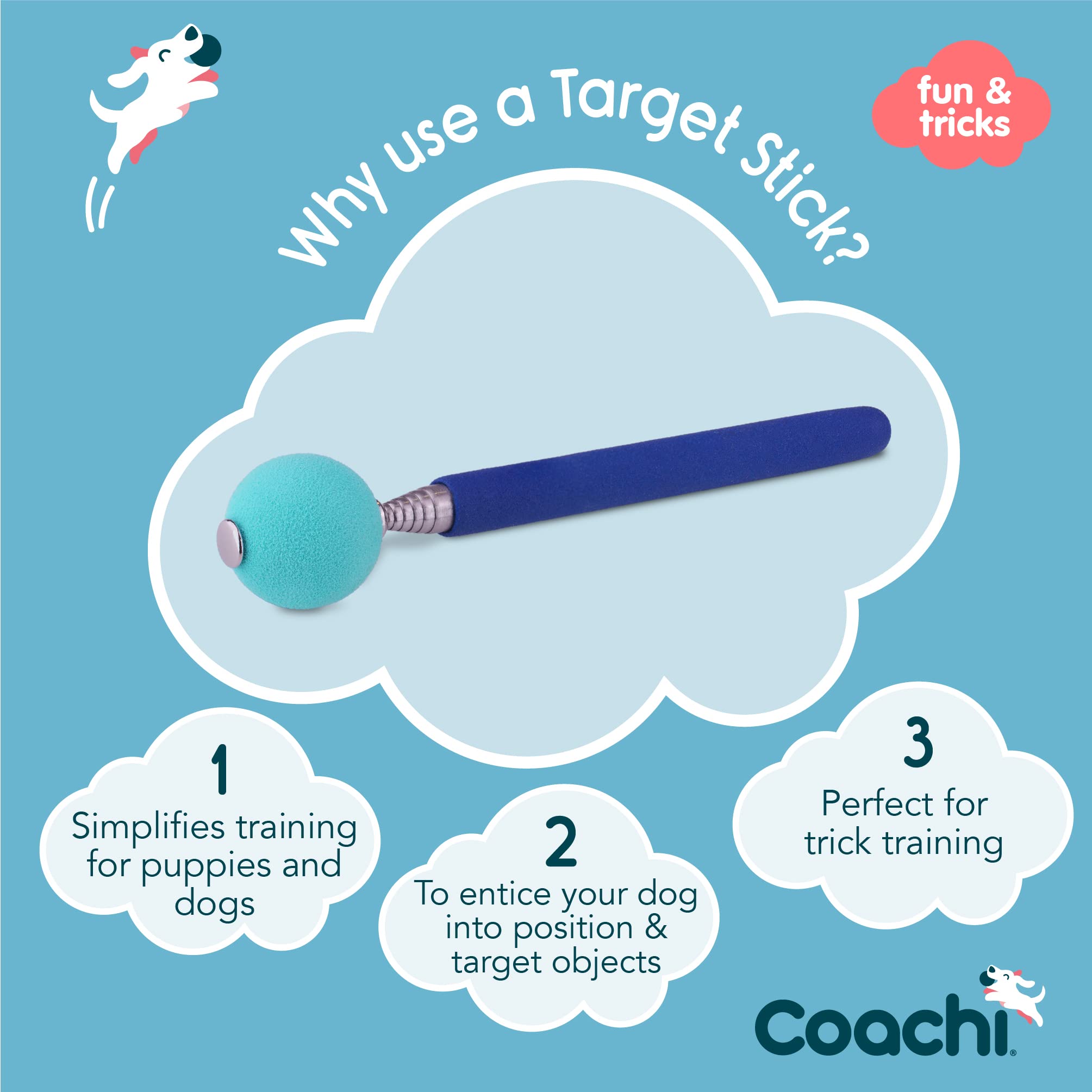 Coachi Telescopic Target Stick for Clicker & Agility Training | Navy/Light Blue | Extends to 70cm 2
