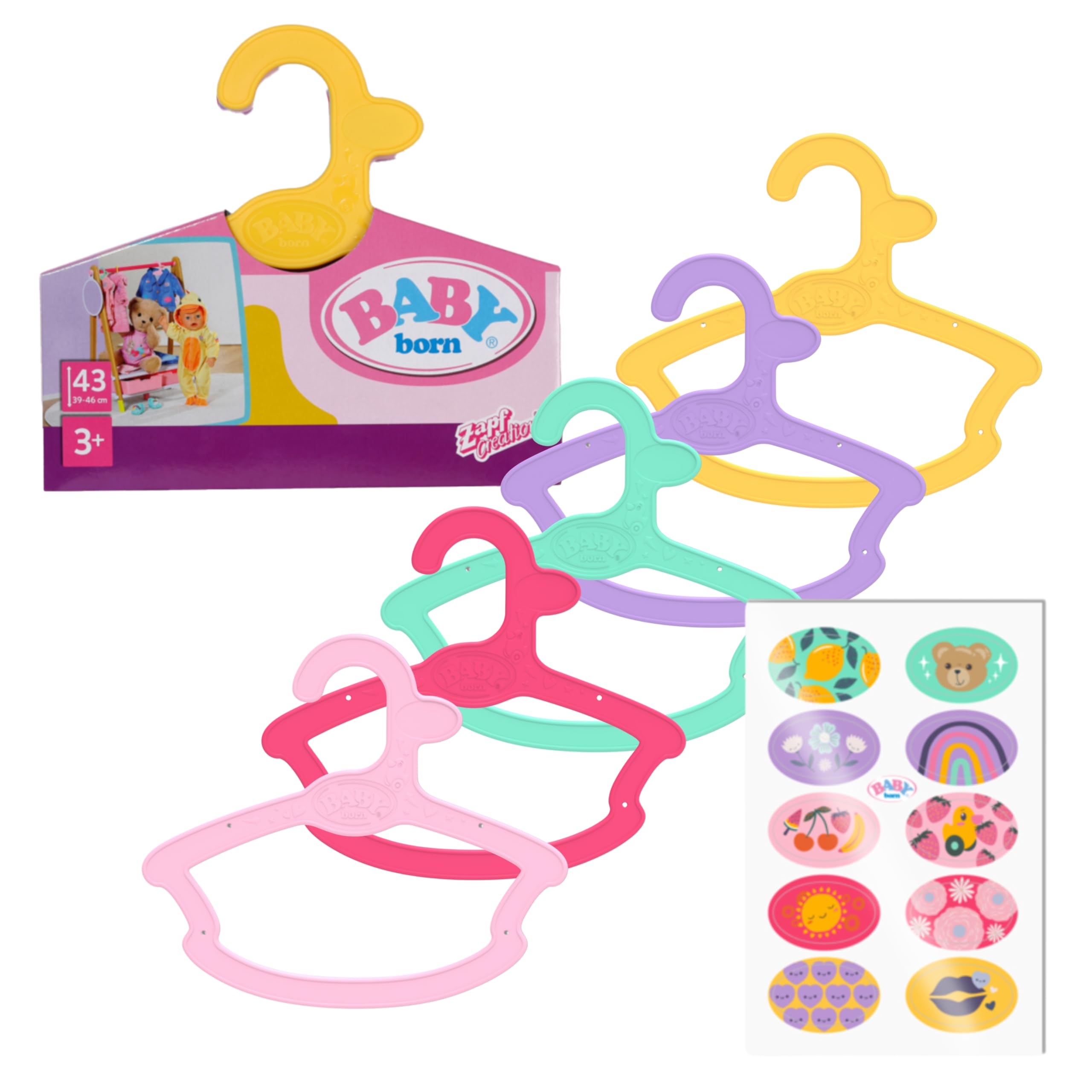 BABY born Hanger 5-Pack for 43cm Dolls' Clothing | Made from Recycled Material | Model 838495