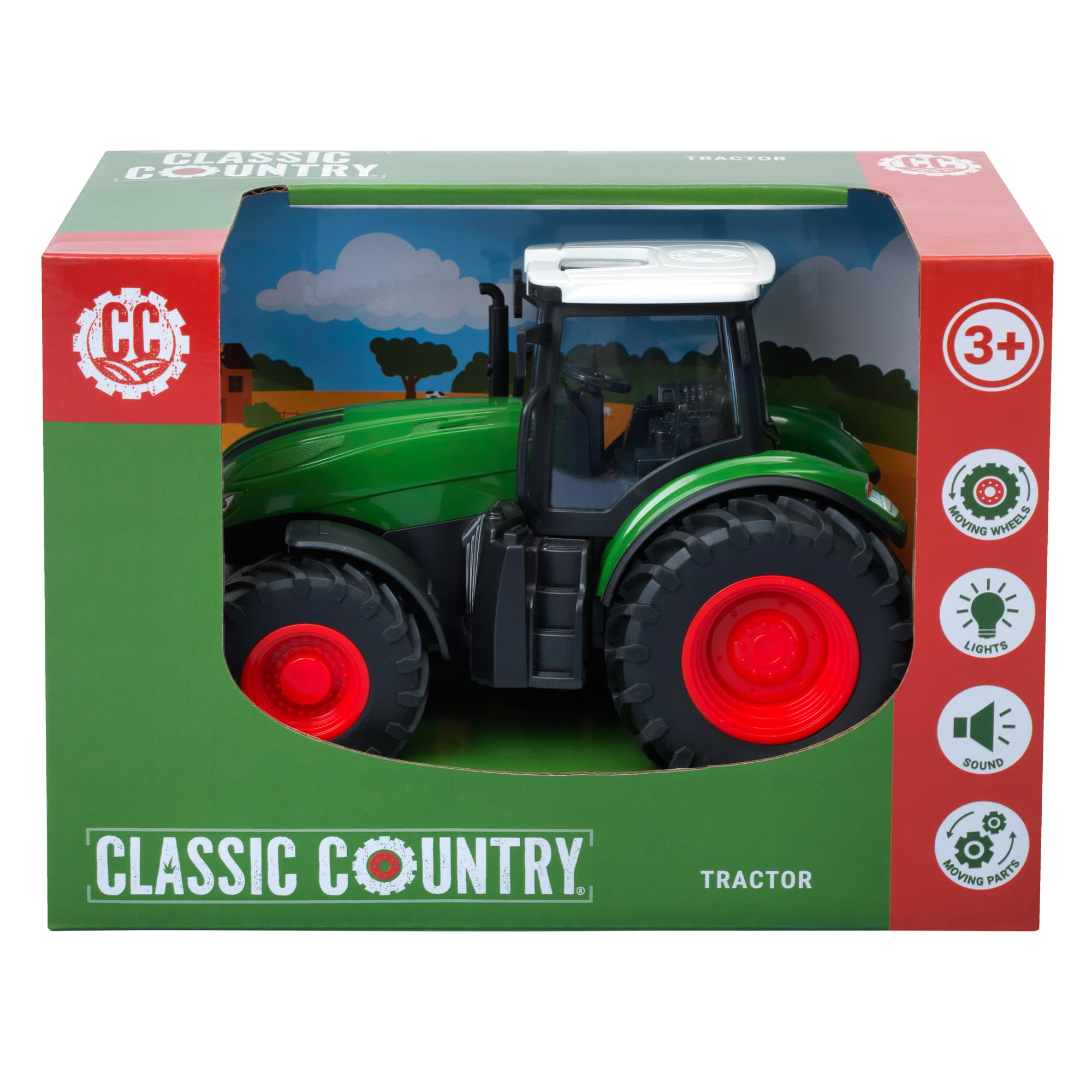 Classic Country John Adams Tractor - 19cm Lights & Sound Vehicle for Kids 3+ 6