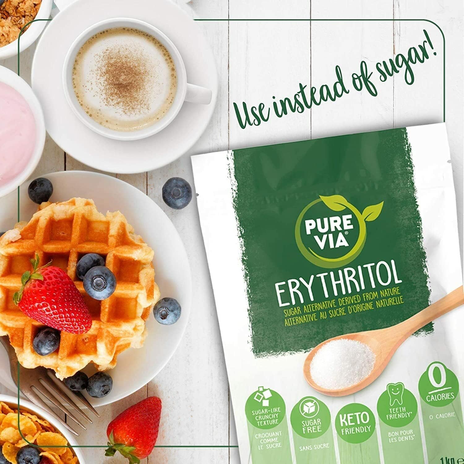 Pure Via Erythritol 1kg – Zero Calorie, Keto & Vegan Sugar Alternative Powder 6
