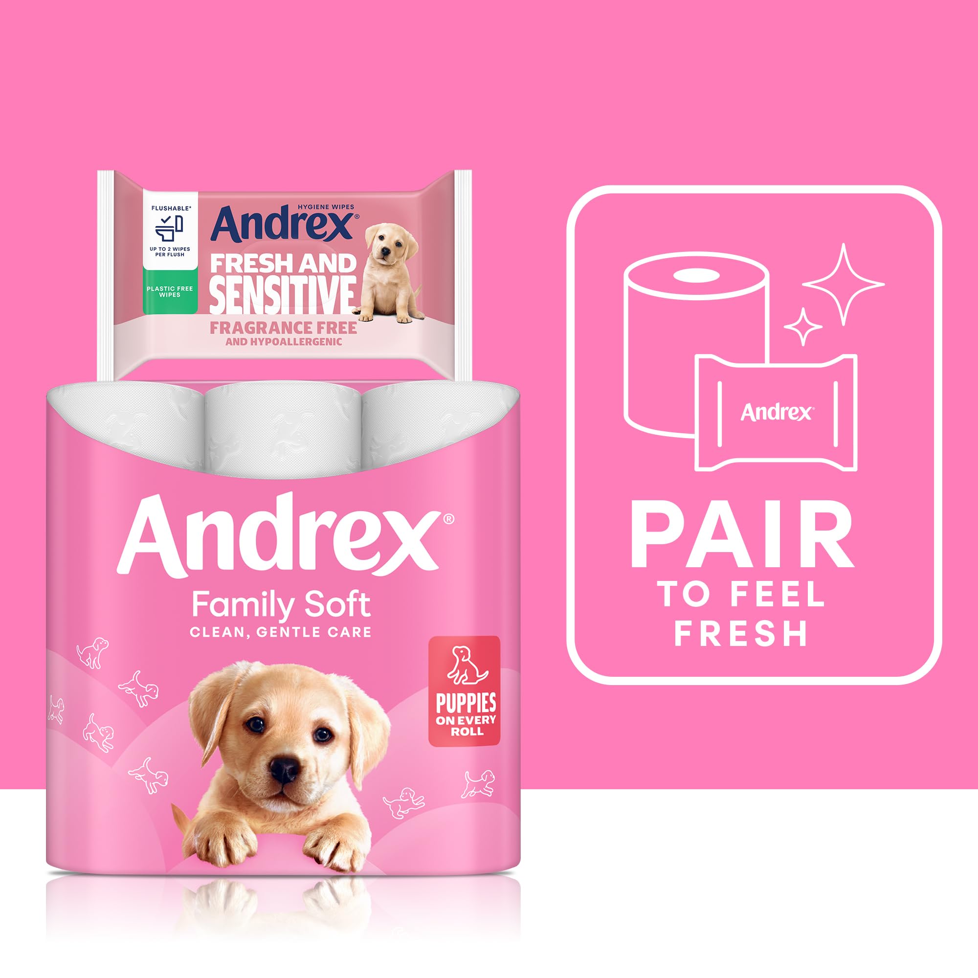 Andrex Fresh & Sensitive Hygiene Wipes - Hypoallergenic & Flushable | 12 Packs of 30 Sheets 2