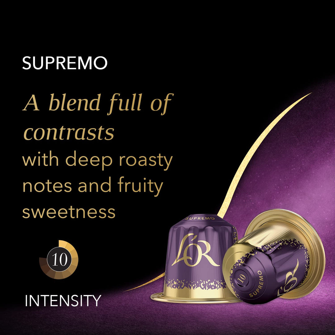 L'OR Espresso Supremo Intensity 10 - Nespresso Compatible Coffee Capsules (Pack of 10, 100 Capsules)