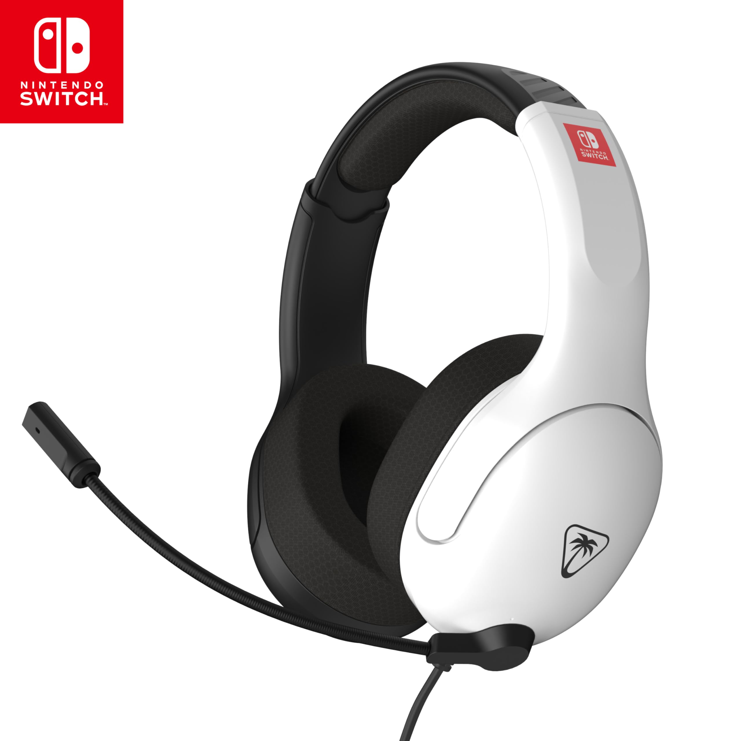 Turtle Beach Airlite Fit – Kabelgebundenes Gaming-Headset in Schwarz und Weiß für Nintendo Switch, 40-mm-Lautsprecher, Mikrofon mit Hochklappfunktion