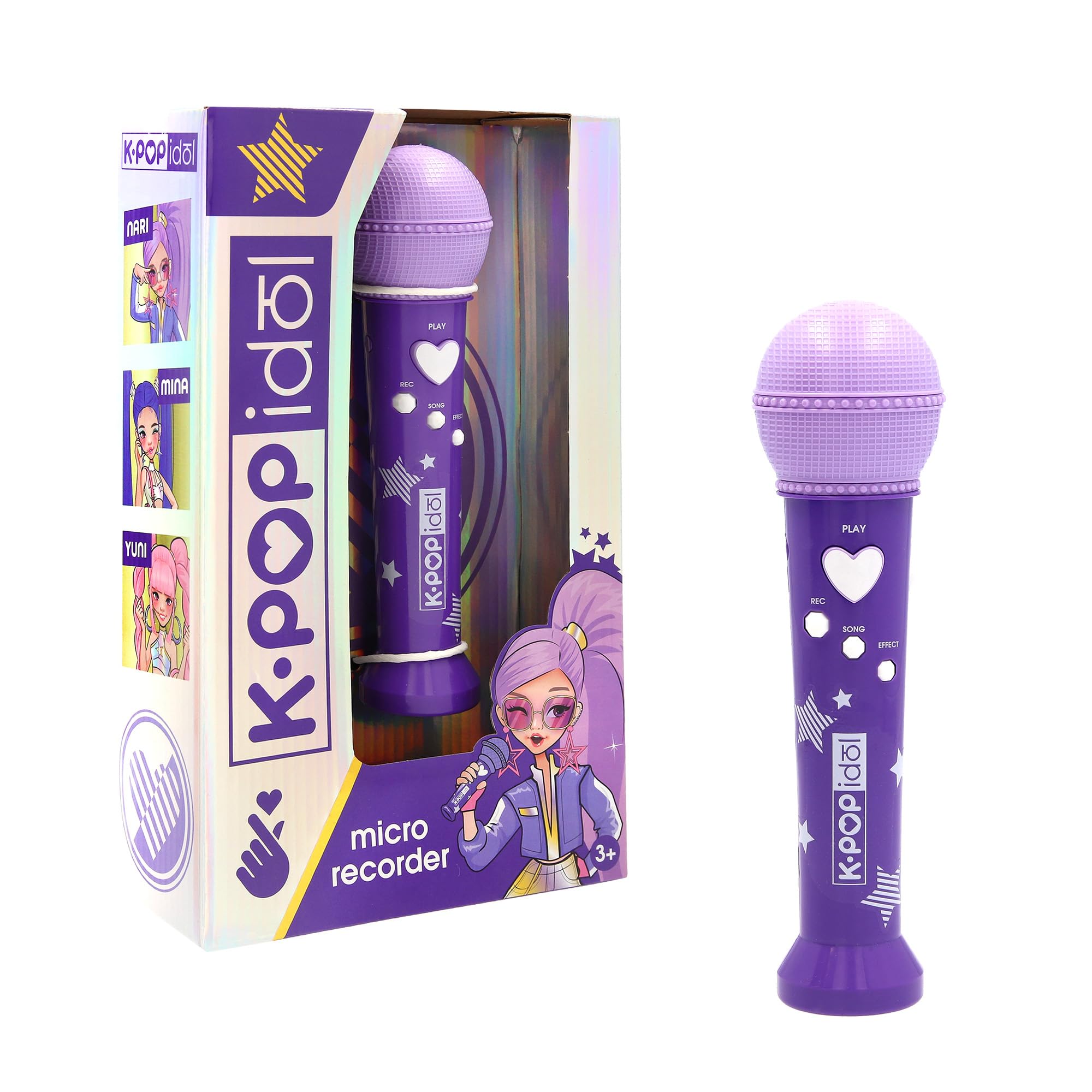 K-POP IDOL Kids Microphone Recorder - Record & Playback, Lights & Sound Effects, Multicolor