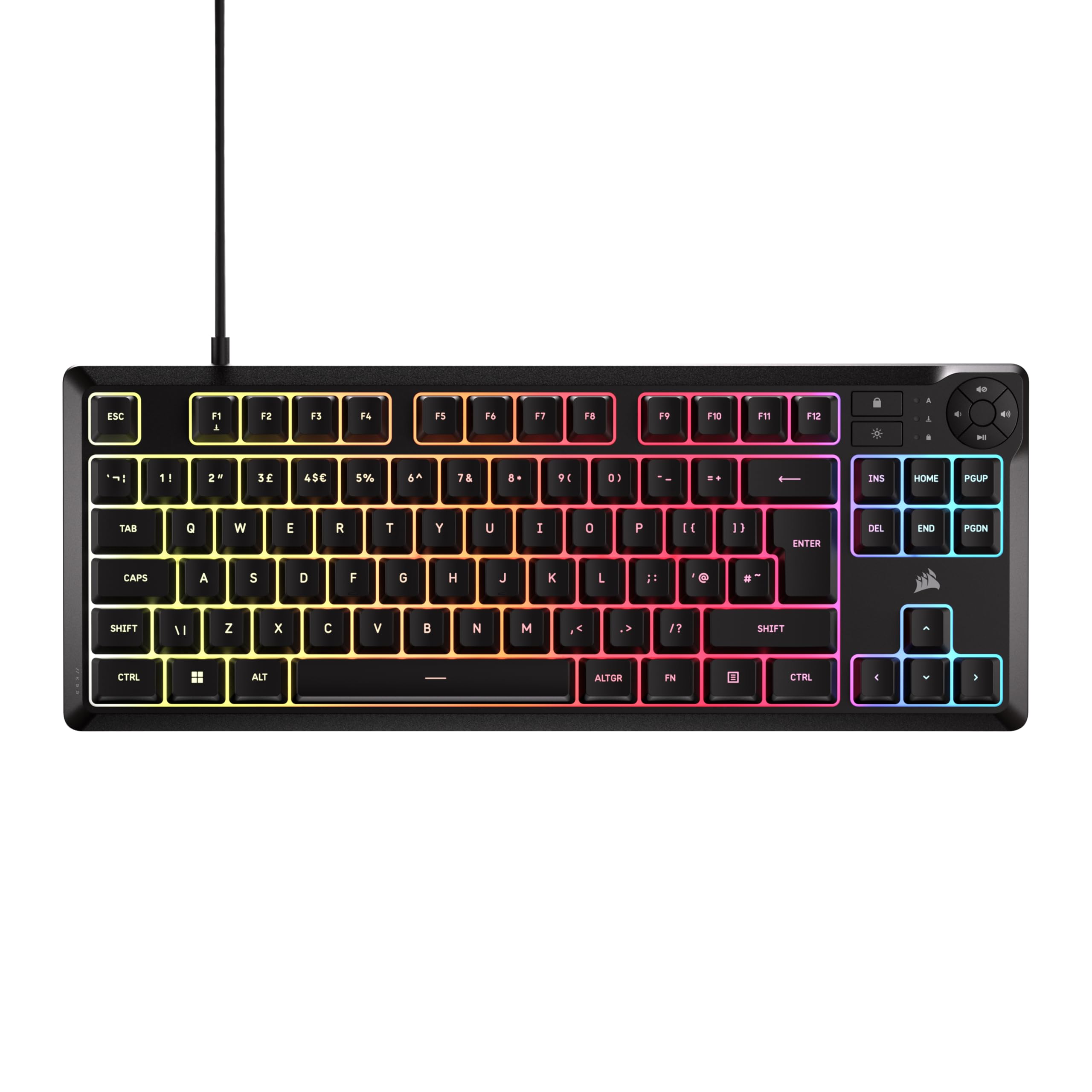 Corsair K55 CORE TKL RGB Gaming Keyboard - Tenkeyless, 8-Zone RGB, Spill Resistant