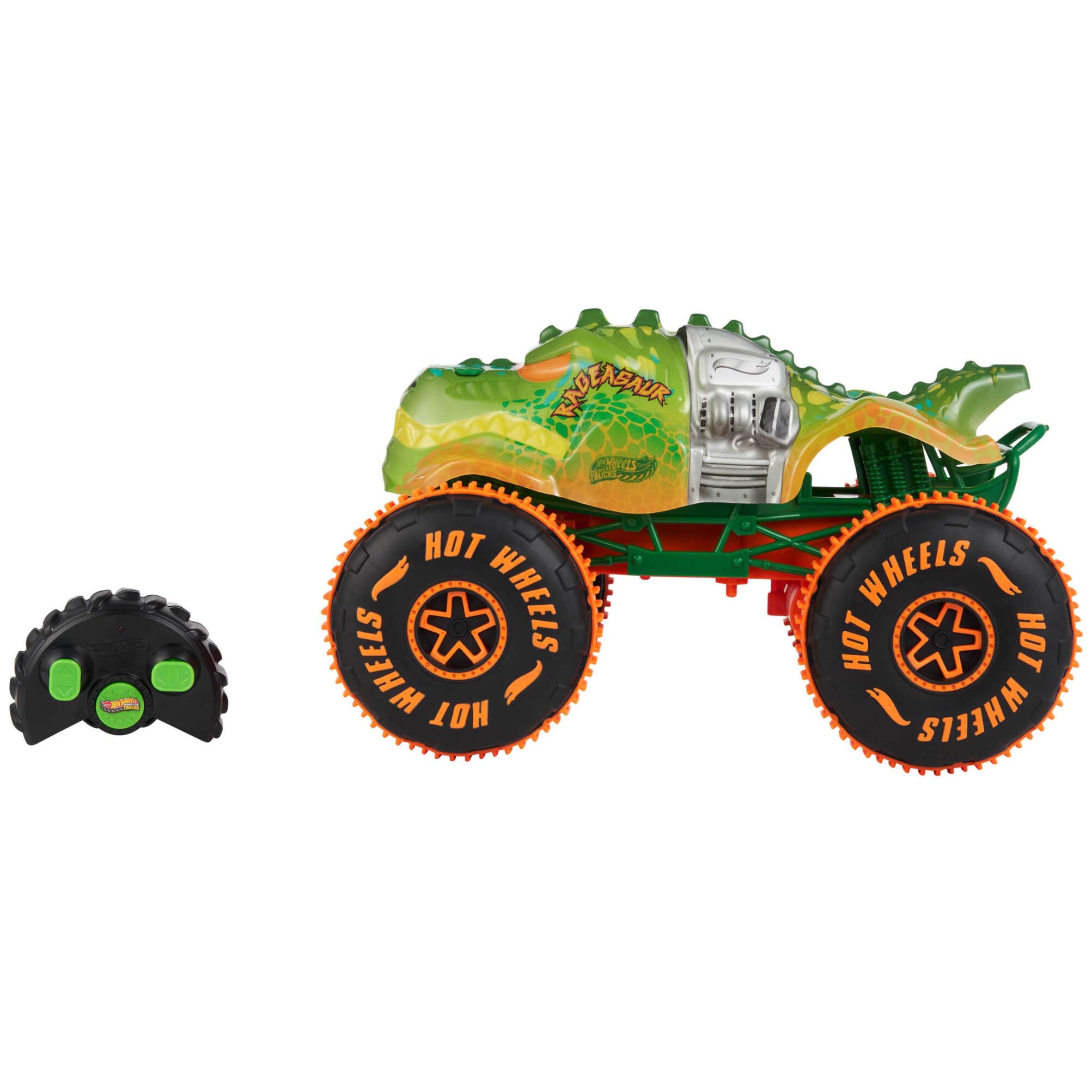 Hot Wheels Monster Trucks RC Rageasaur - 1:15 Scale Remote-Controlled Vehicle with Grip Action Tires & Wheelie Mode 9