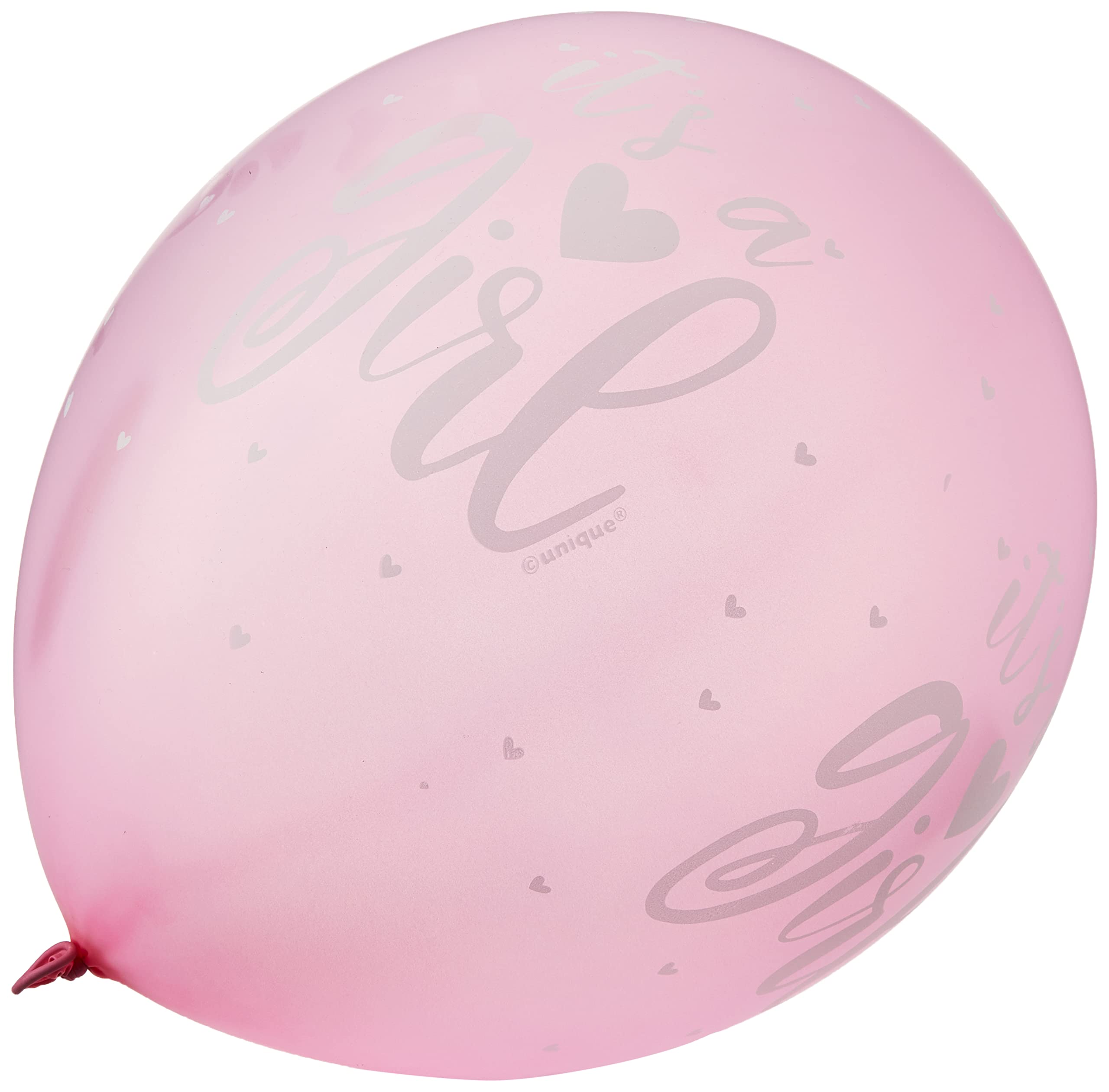Unique It's A Girl Pink & White Latex Balloons - 30cm, Pack of 5 | Baby Shower & Gender Reveal