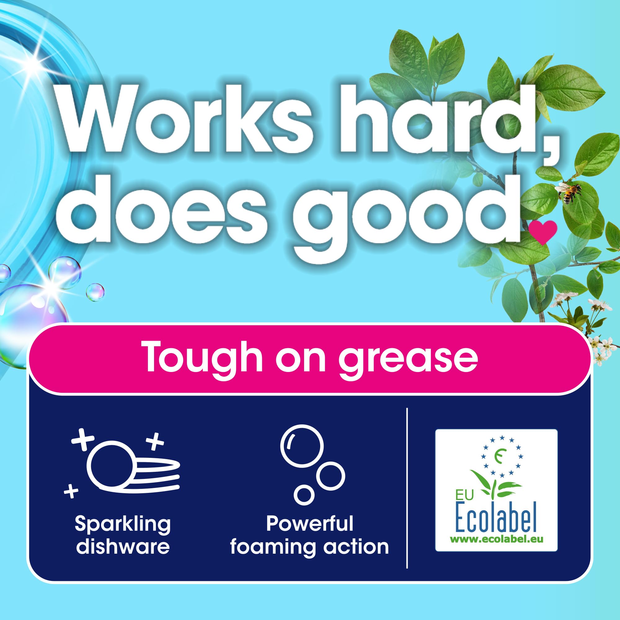 Ecozone PowerAction Washing Up Liquid - Cuts Grease, Gentle on Skin, EU Ecolabel Certified | 500ml
