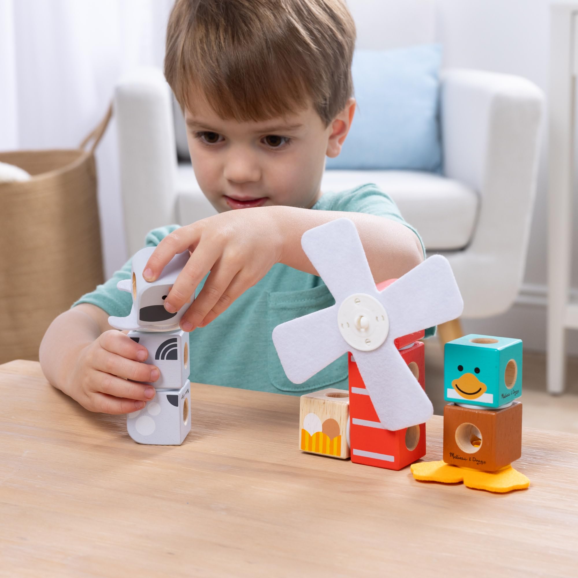 Melissa & Doug Blockables Farm Friends Snap And Play Building Blocks Set for Ages 2+ 2