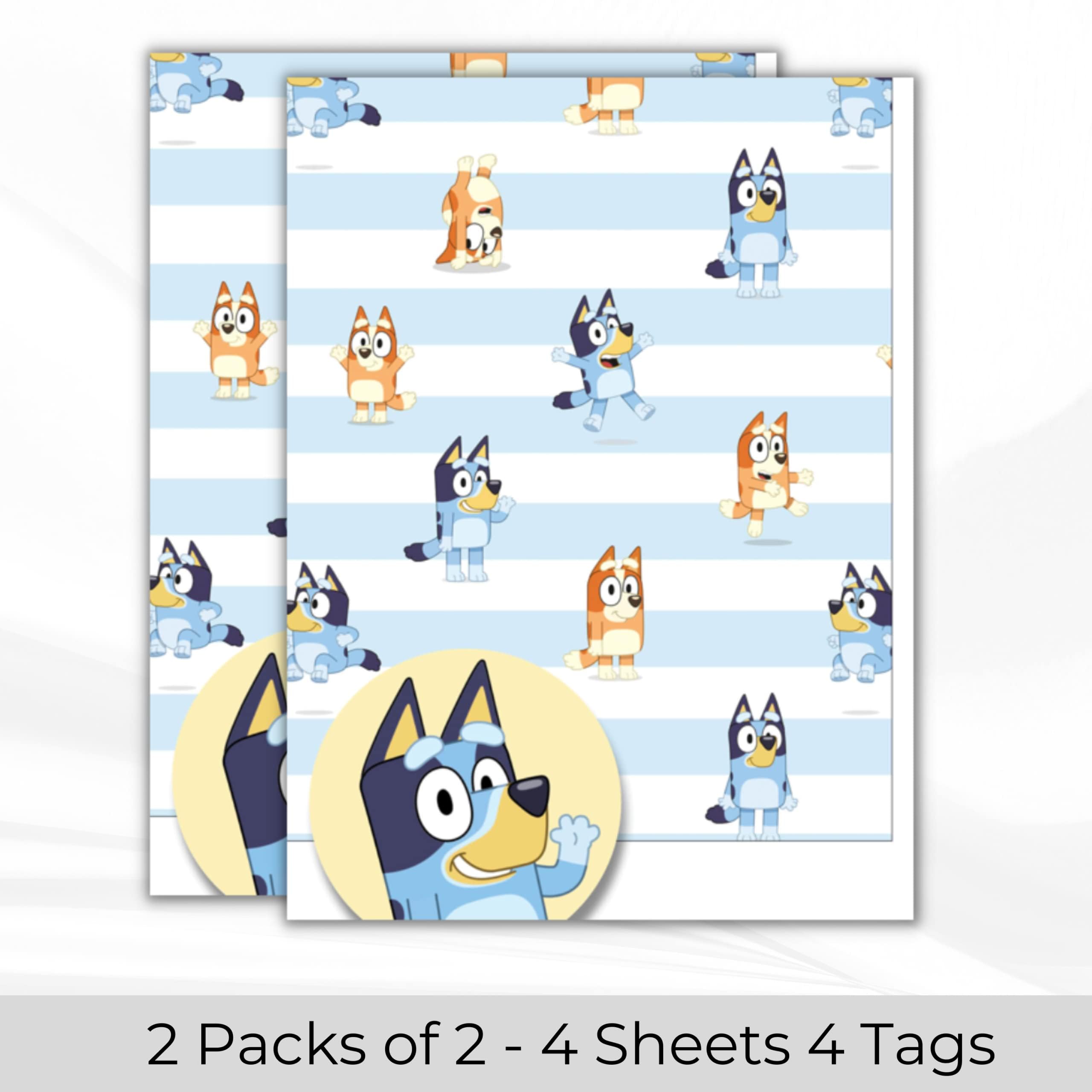 Danilo Promotions Bluey Gift Wrapping Paper 2 Pack (4 Sheets) with Tags | 70cm x 50cm 3