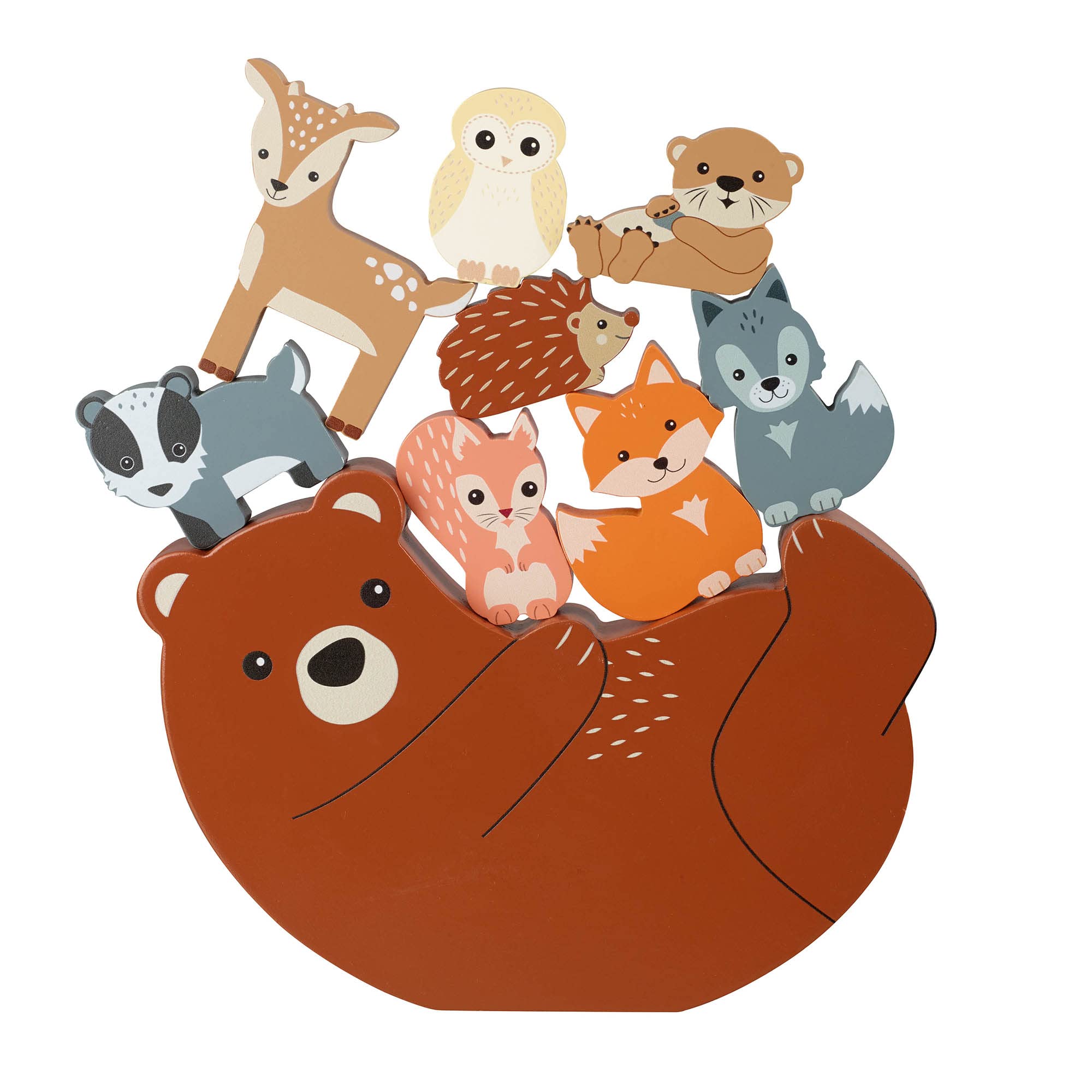 Orange Tree Toys Wooden Stacking Set - Woodland Animals Balancing Game for Toddlers 6