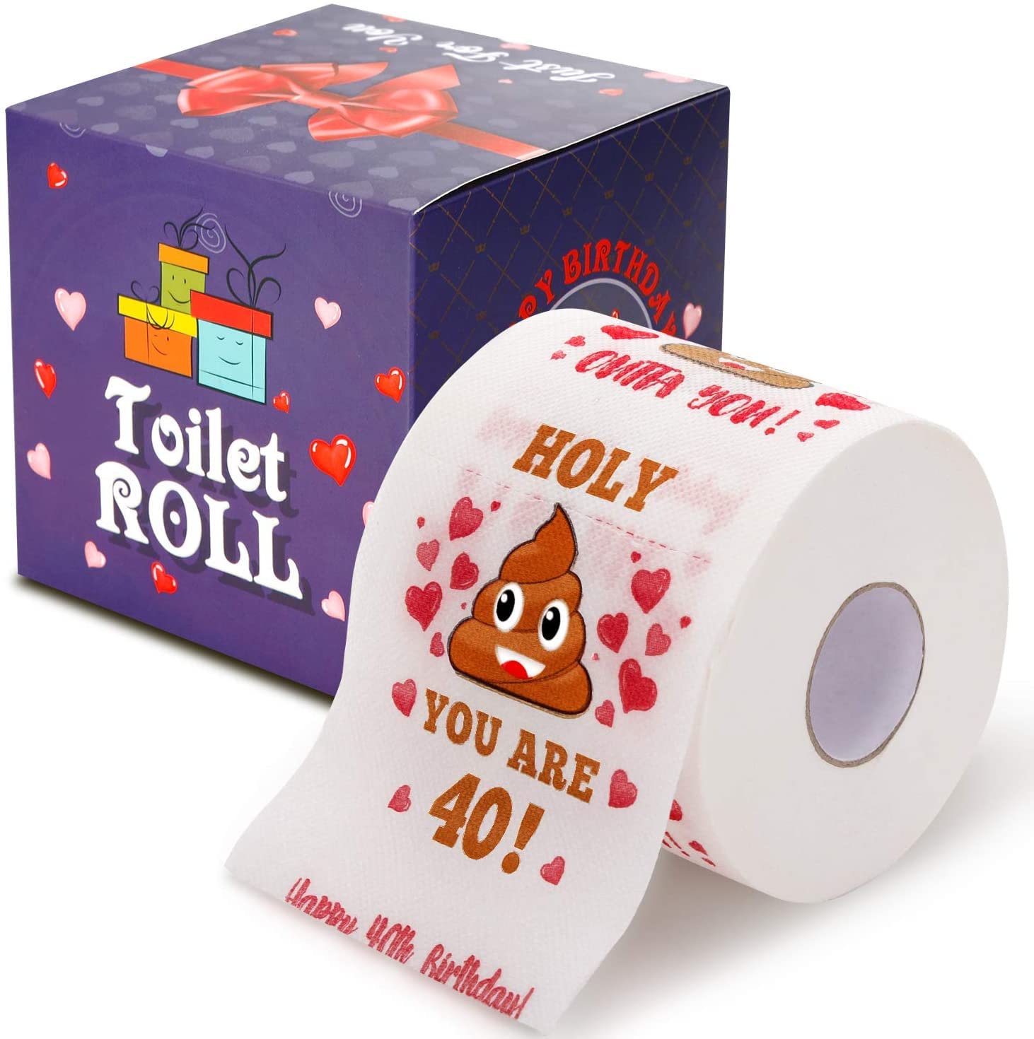 AOZITA Funny Prank Toilet Paper for 40th Birthday Gift | 380 Sheets, 3-Ply, Ol-free 6