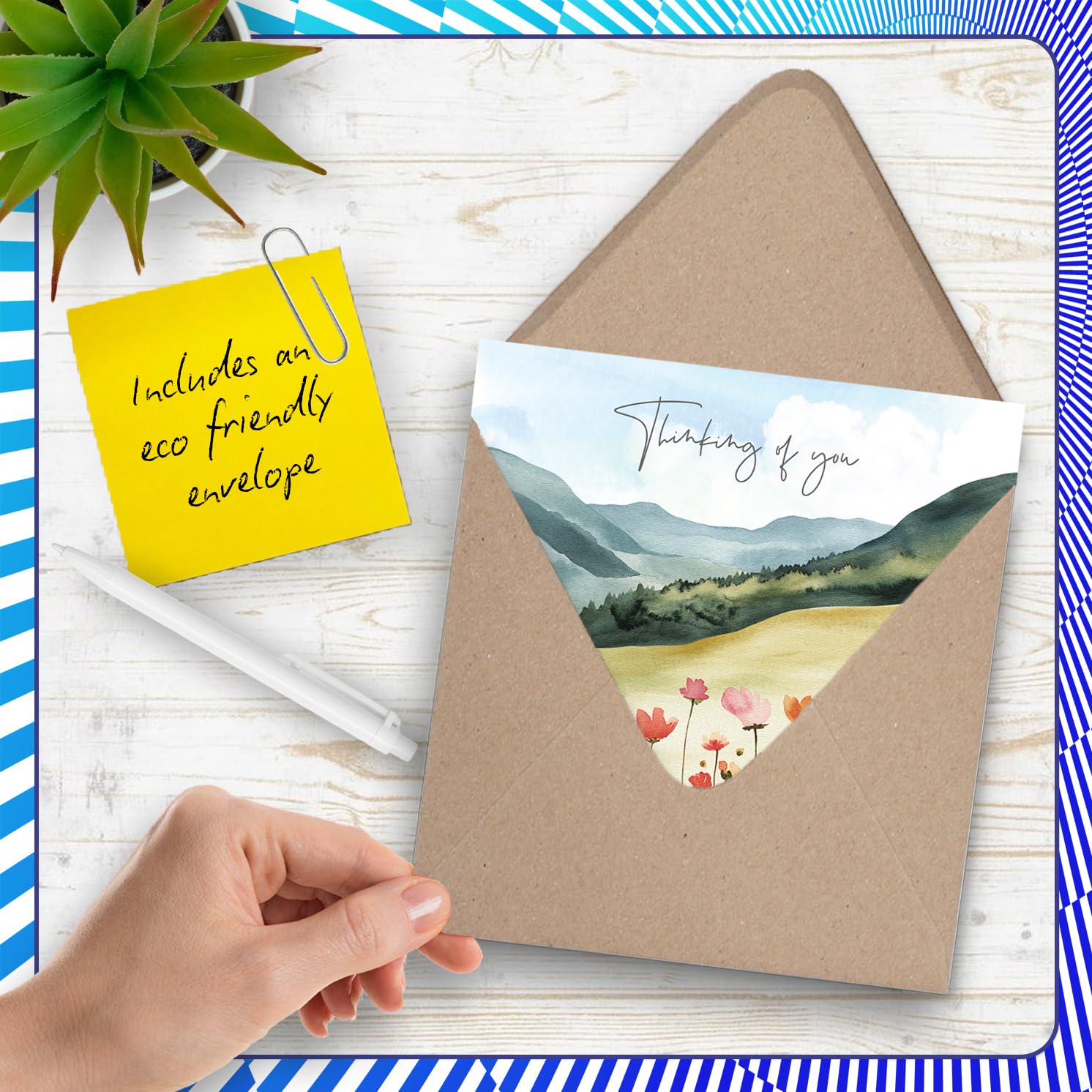 Stuff4 Watercolour Floral Countryside Sympathy Card for Men & Women | 145mm x 145mm 5