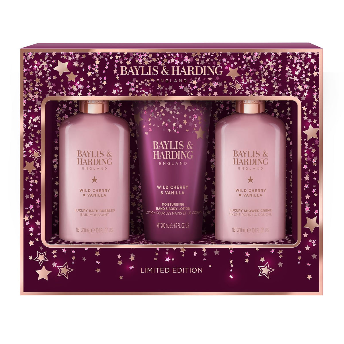 Baylis & Harding Signature Bathing Essentials Gift Set - Midnight Cherry, Wild Cherry & Vanilla