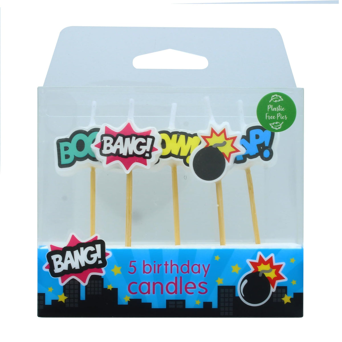 Baked with Love Superhero Cake Candles - 5 Count, 70 mm