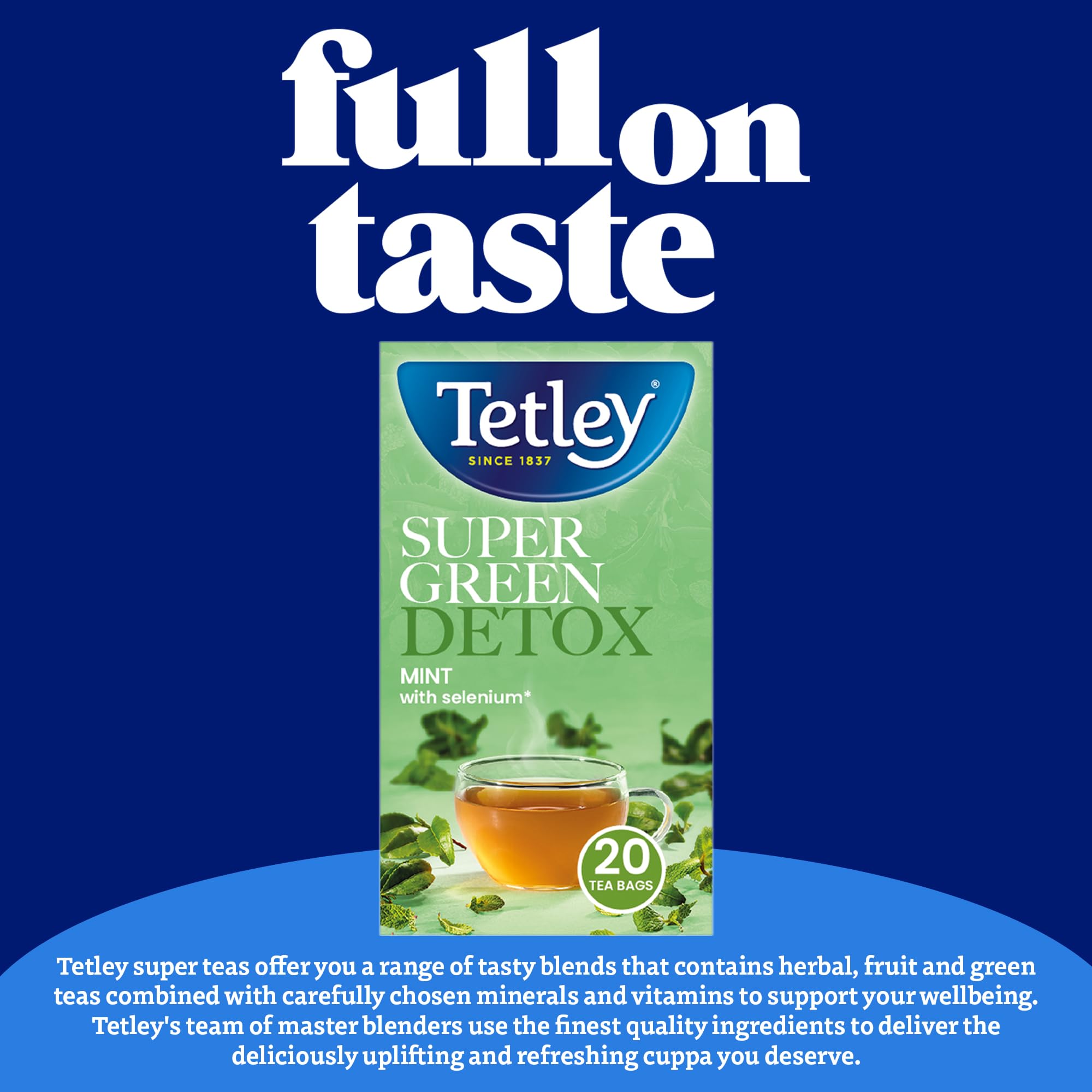 Tetley Super Green Tea Detox Mint - 20 Teabags | Selenium Added | Detox & Stress Relief 2