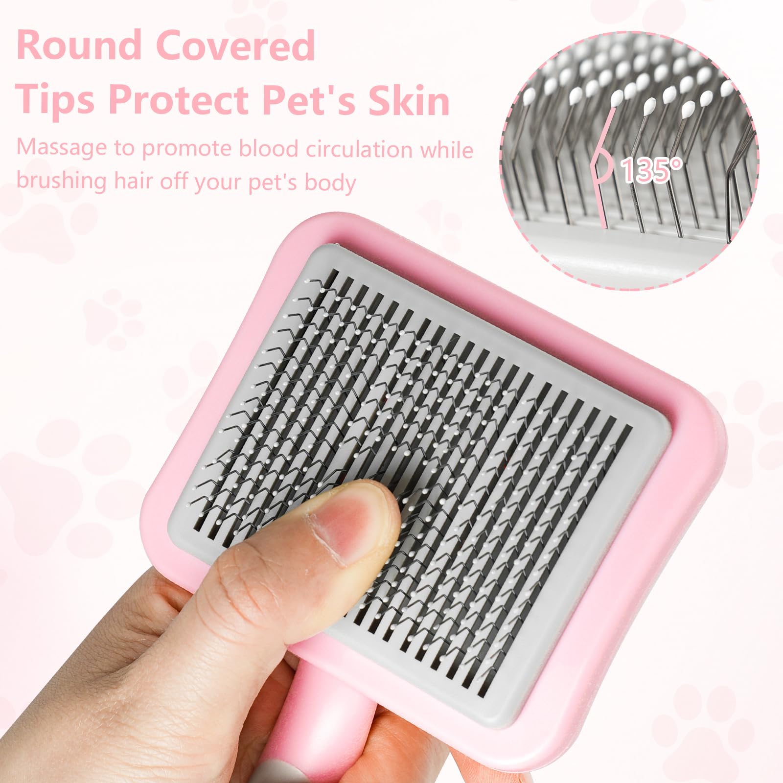 MOXYOY Self Cleaning Pet Hair Comb - Gentle Massage | Pink | For Dogs & Cats 2