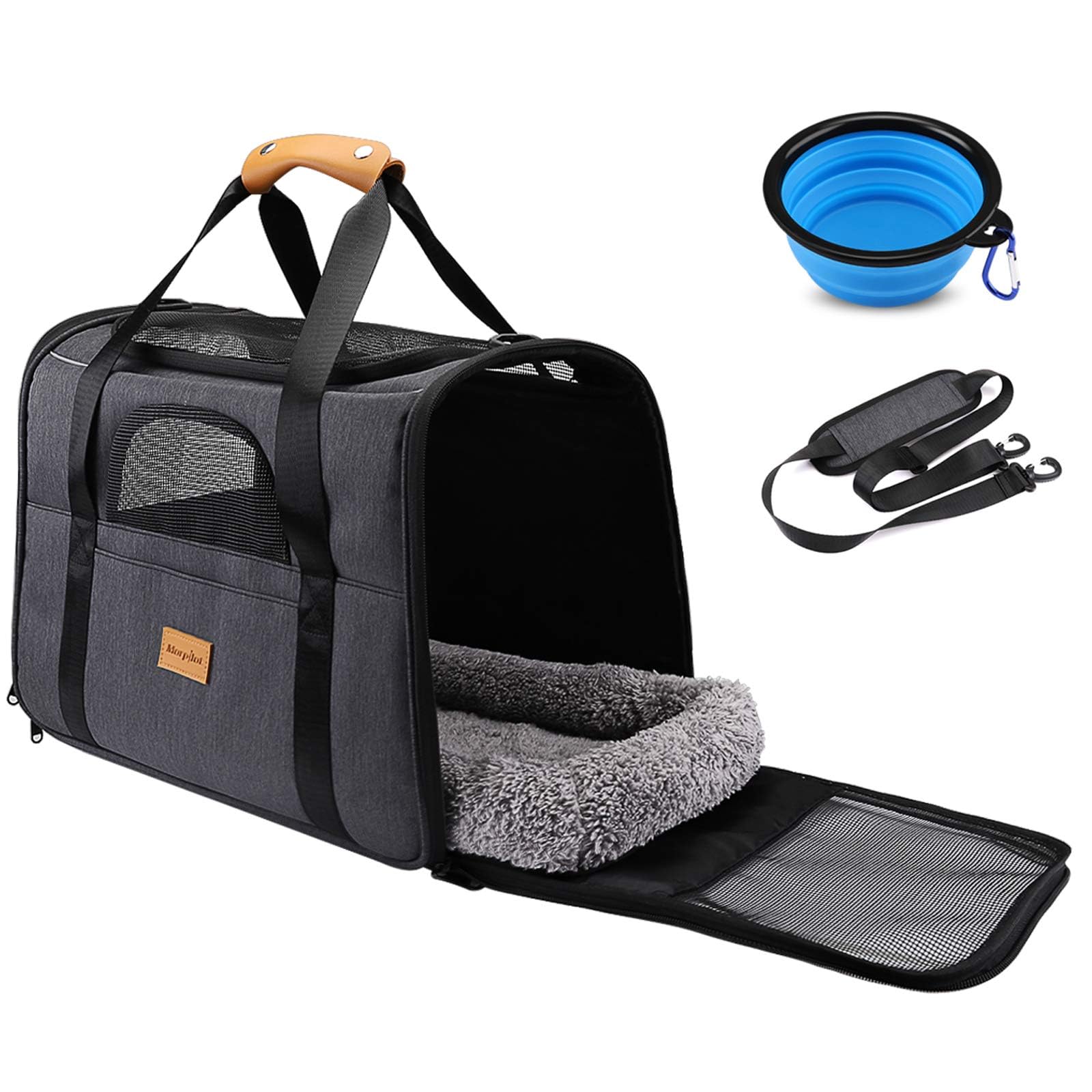 morpilot Airline Approved Soft-Sided Pet Carrier - Grey | 47x32x36 cm | Up to 9kg
