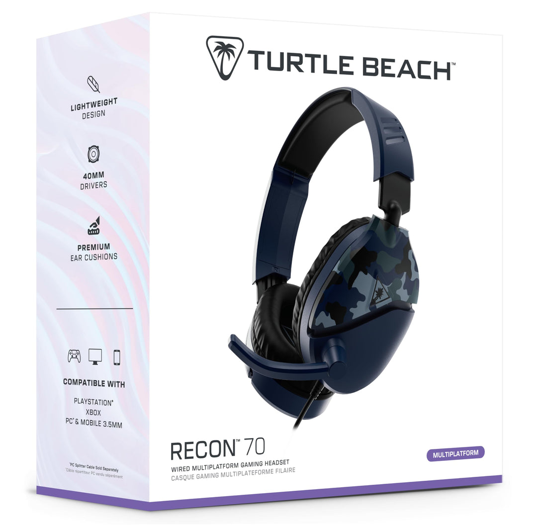 Turtle Beach Recon 70 Camo Blue Gaming Headset for PS5, PS4, Xbox, Switch, PC