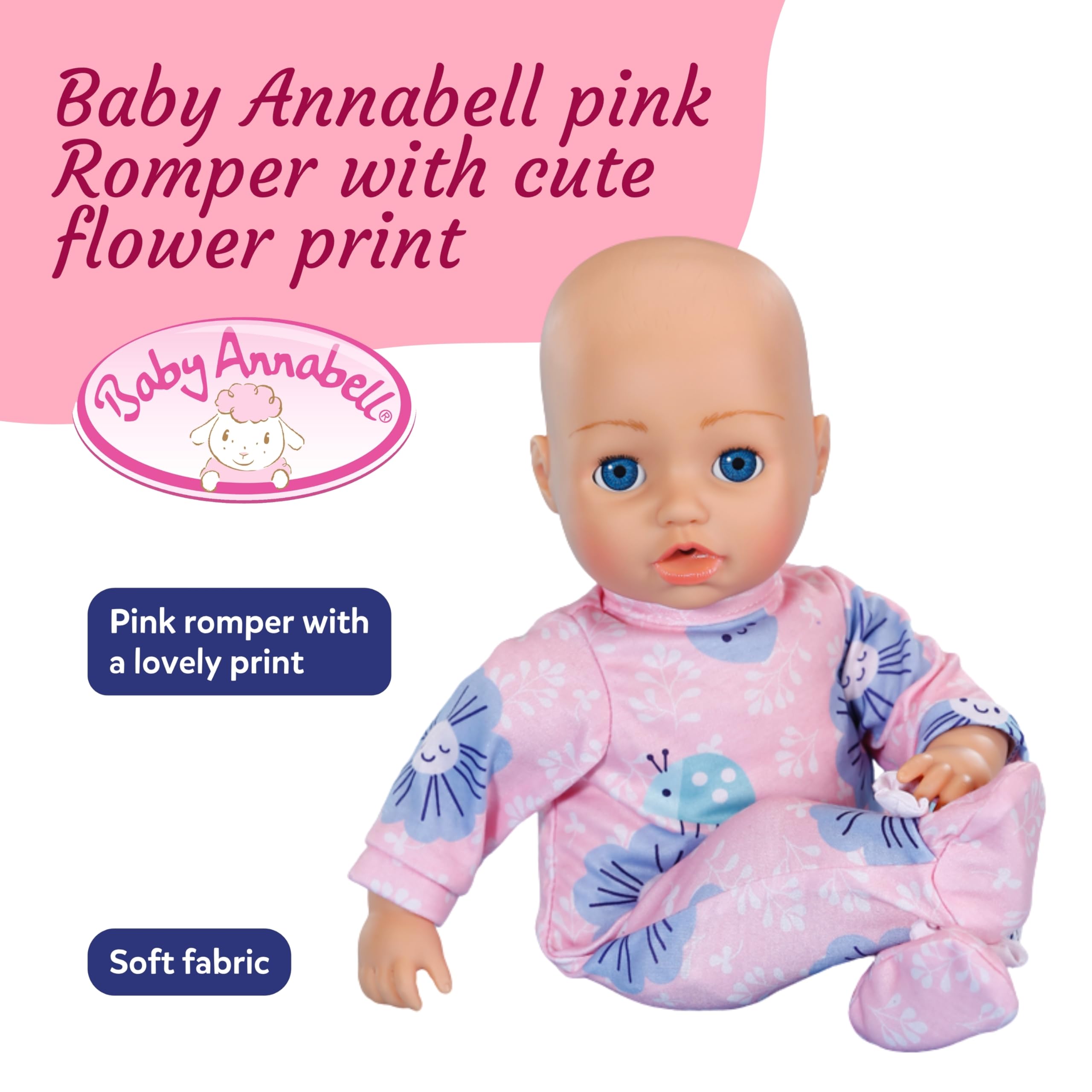 Baby Annabell Pink Romper with Floral Motif - Fits 43cm Dolls