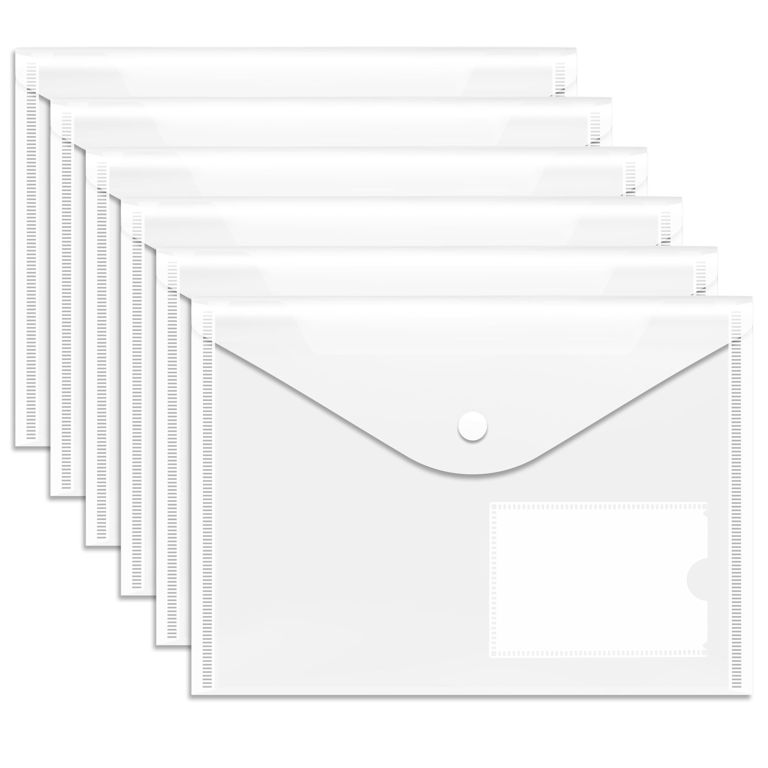 GoodtoU A5 Plastic Document Wallets - 6 Pack Clear Polypropylene Folders with Popper Closure