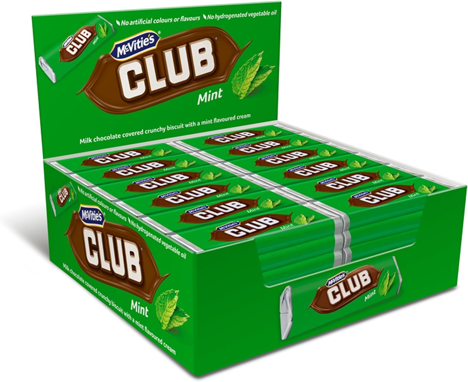McVitie's Club Mint Biscuit Bars - Mint Cream & Milk Chocolate Coating | 60 Pack of 22g Bars
