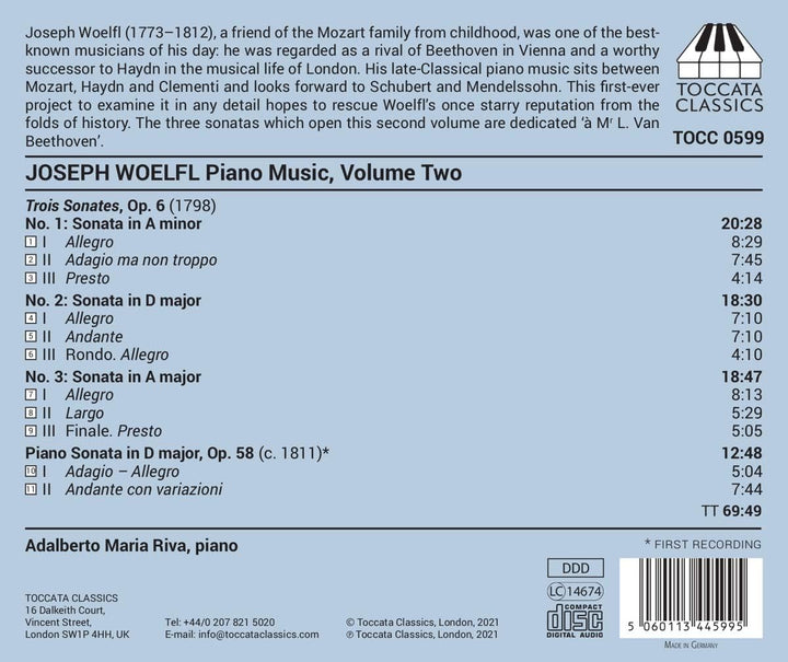 Adalberto Maria Riva - Woelfl: Piano Music, Vol. 2 [Audio CD]