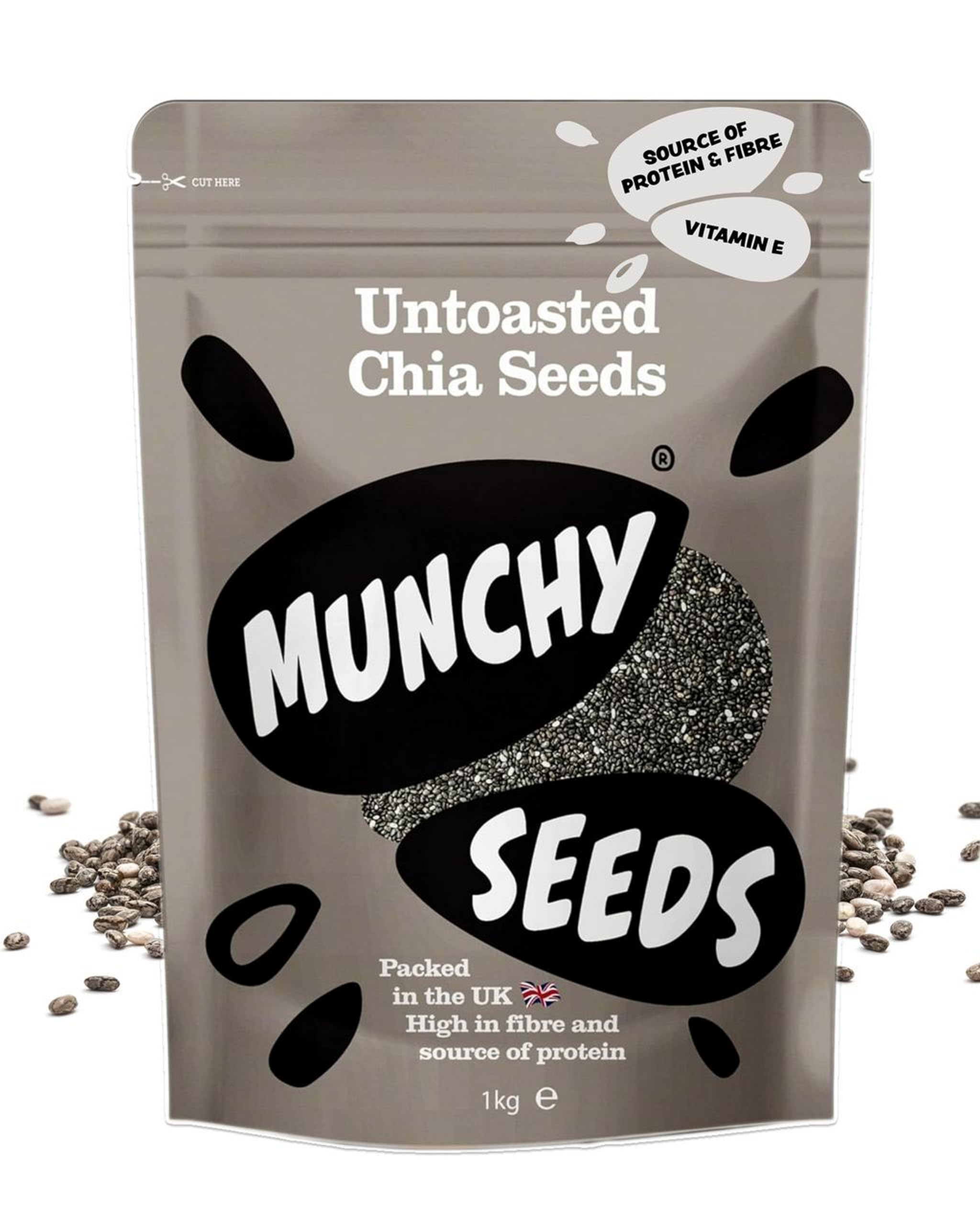 Munchy Seeds Raw Chia Seeds - 1kg Bag | High Protein | Gluten Free | Vegan 1