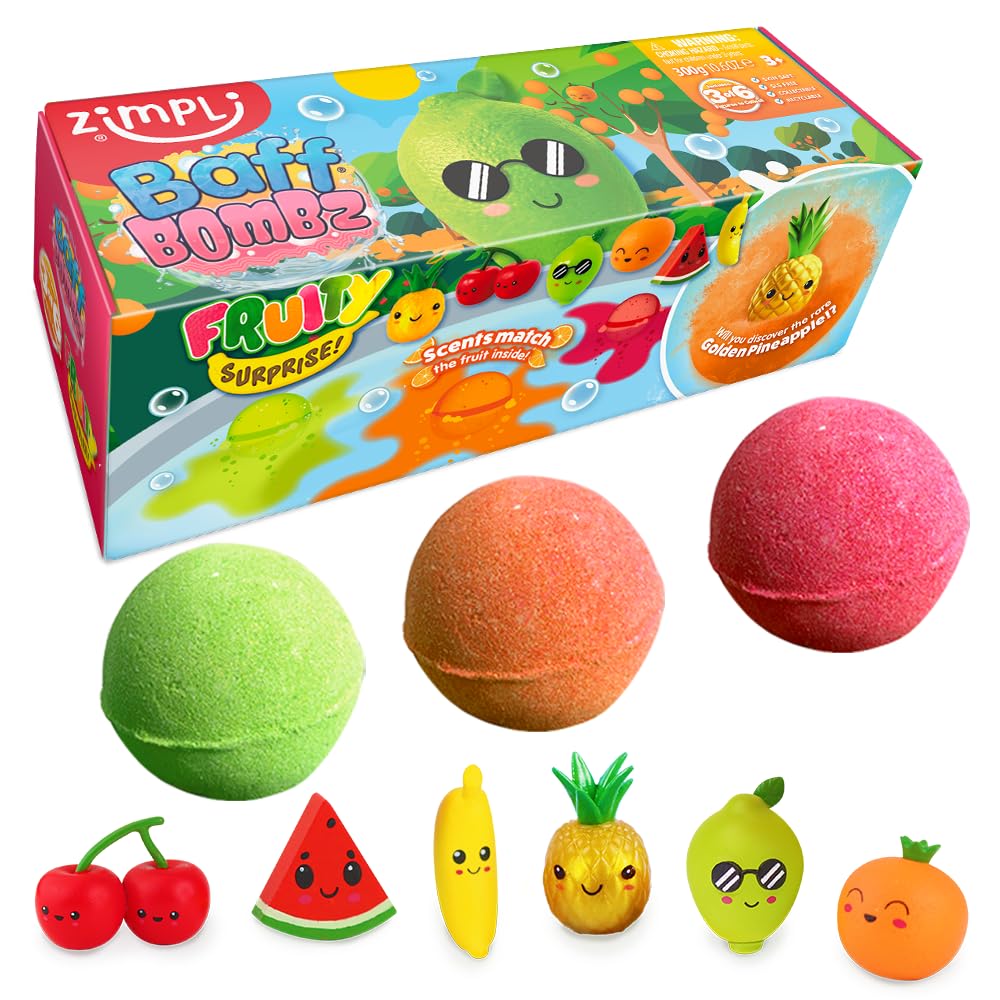 ZIMPLI - 3 x 100g Fruity Surprise Baff Bombz with Hidden Toy | Moisturizing | Banana Scent 1