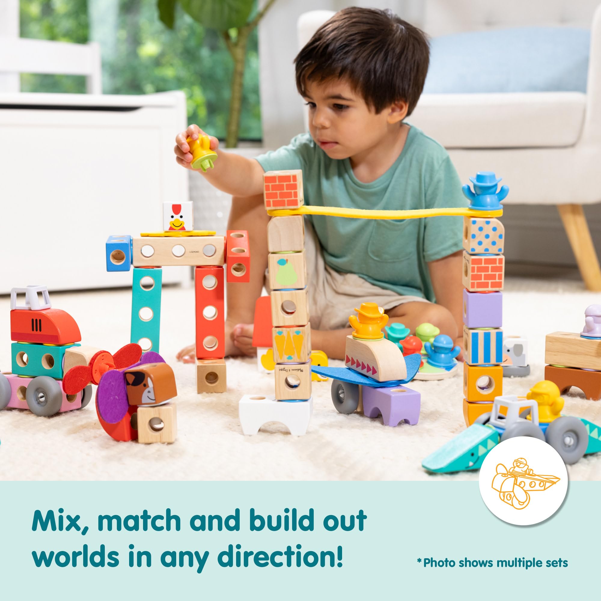 Melissa & Doug Blockables Farm Friends Snap And Play Building Blocks Set for Ages 2+ 6