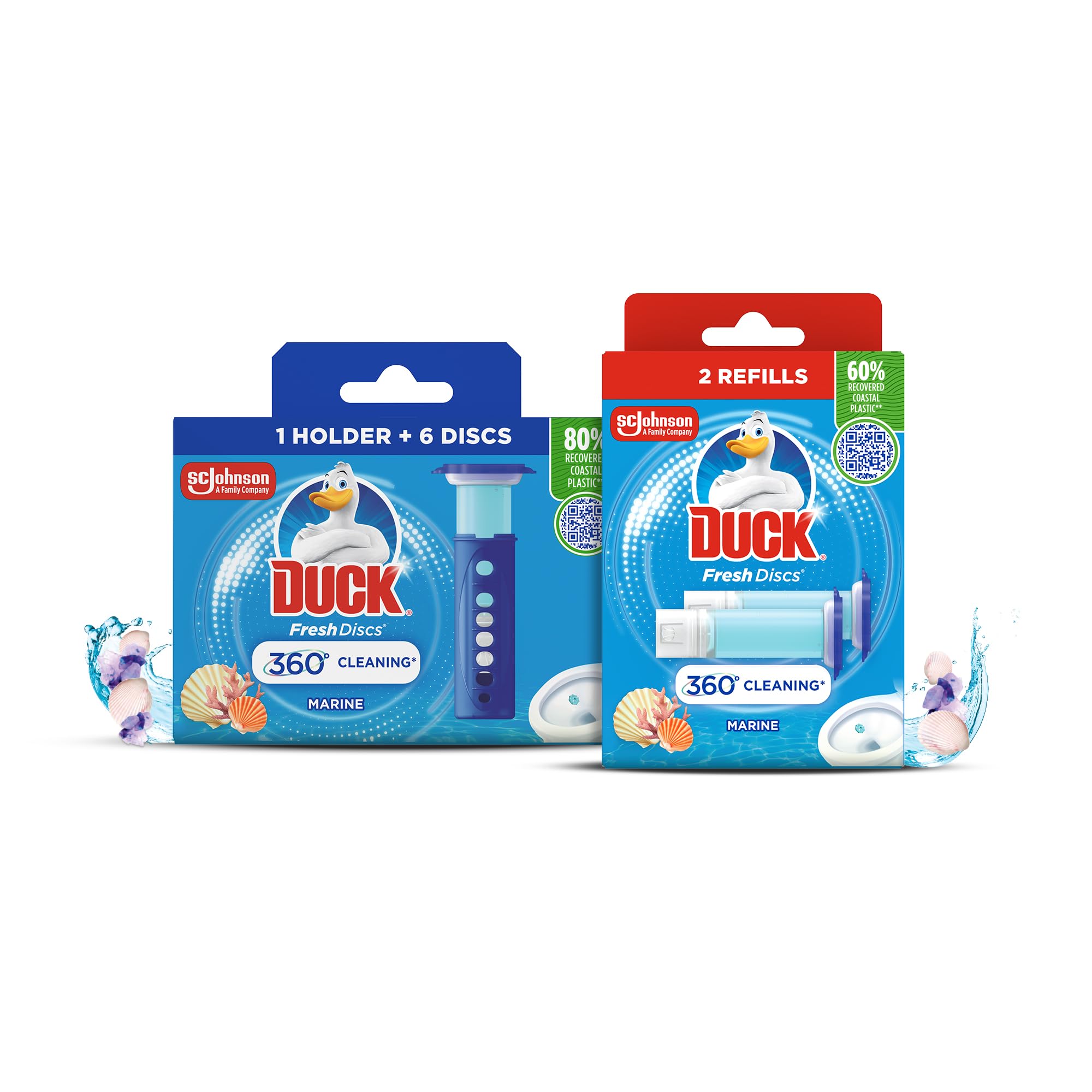 DUCK Fresh Discs Toilet Cleaner Starter Kits - Fights Stains & Prevents Limescale | Marine Scent 1