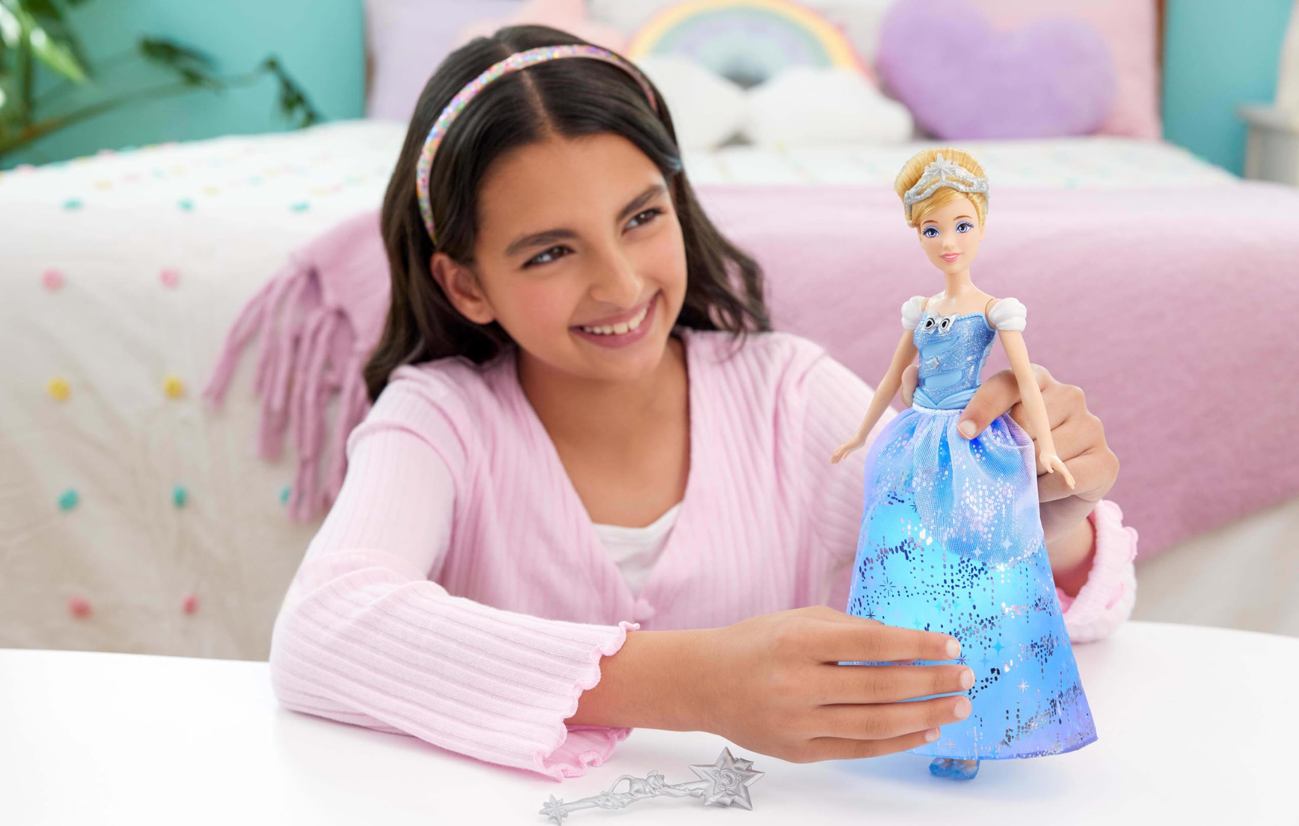 Mattel Disney Princess Cinderella Light-Up Dress Fashion Doll with Sounds | JBF94 2