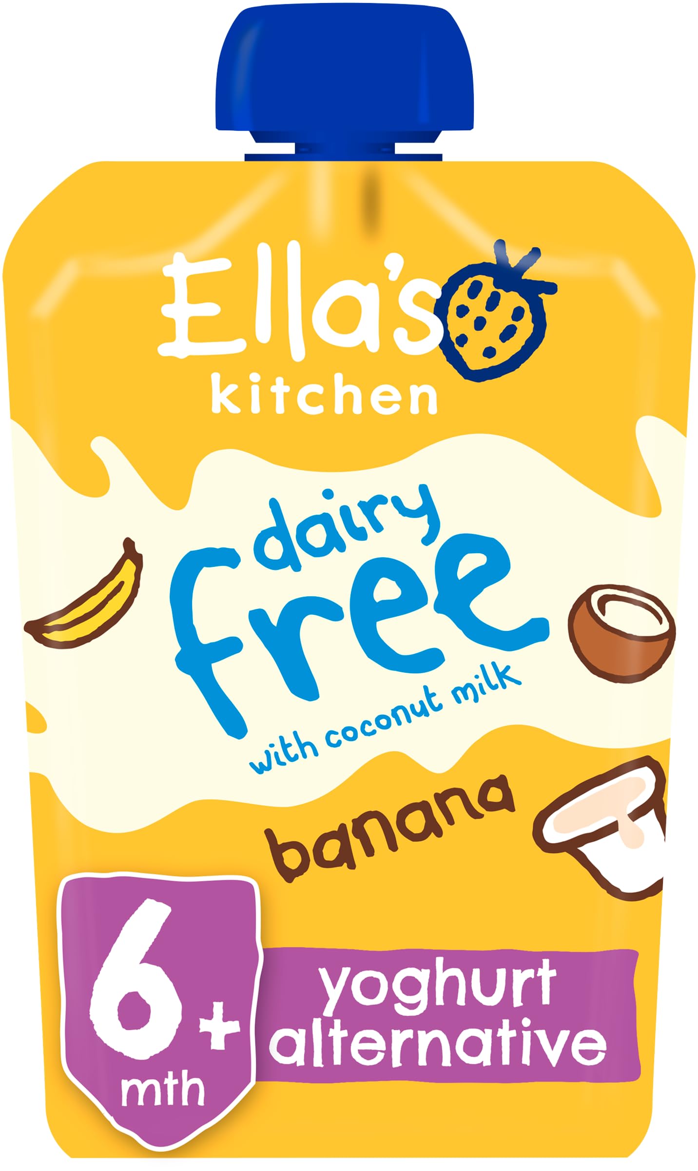 Ella's Kitchen - Dairy Free Banana Yoghurt Alternative for Babies 6M+  (pack of 6)