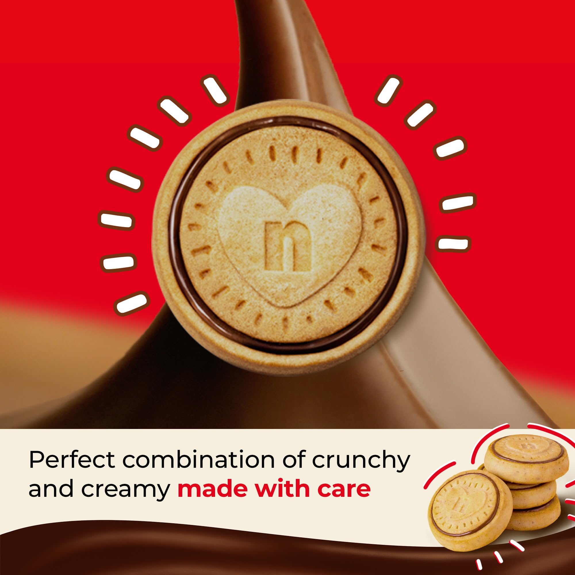Nutella Biscuits with Creamy Nutella Heart - Crunchy Baked Biscuit | Pack of 12 | 166g 3