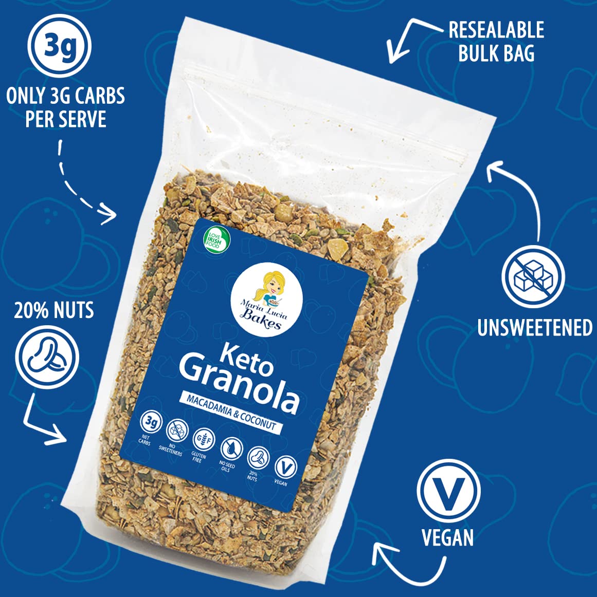 Maria Lucia Bakes Keto Granola - Macadamia & Coconut | High Protein, Unsweetened | 1KG 5