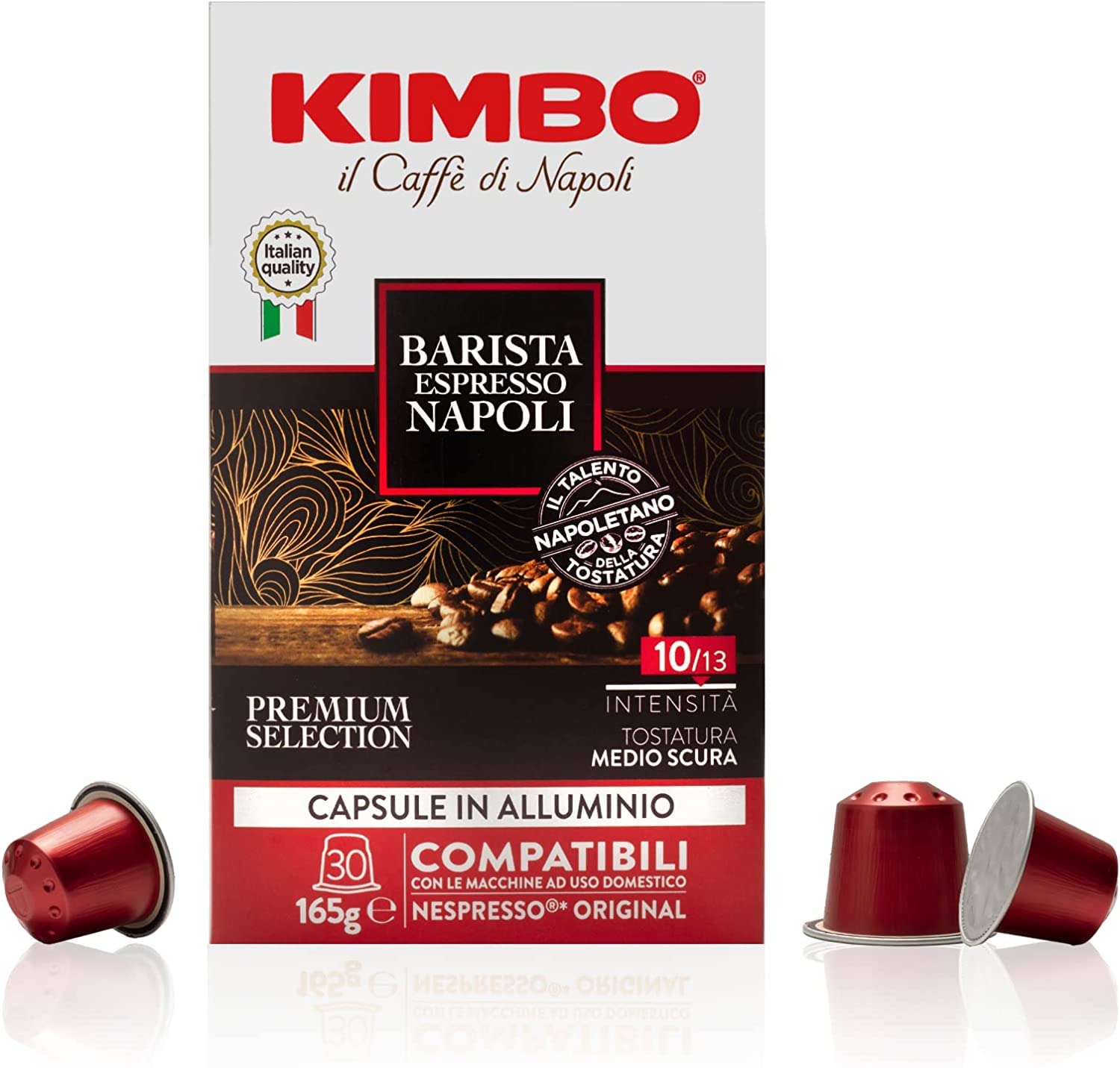Kimbo Espresso Napoli Kaffeekapseln (30er-Pack) | Mittlere dunkle Röstung | 80 % Arabica 20 % Robusta | Nespresso-kompatibel