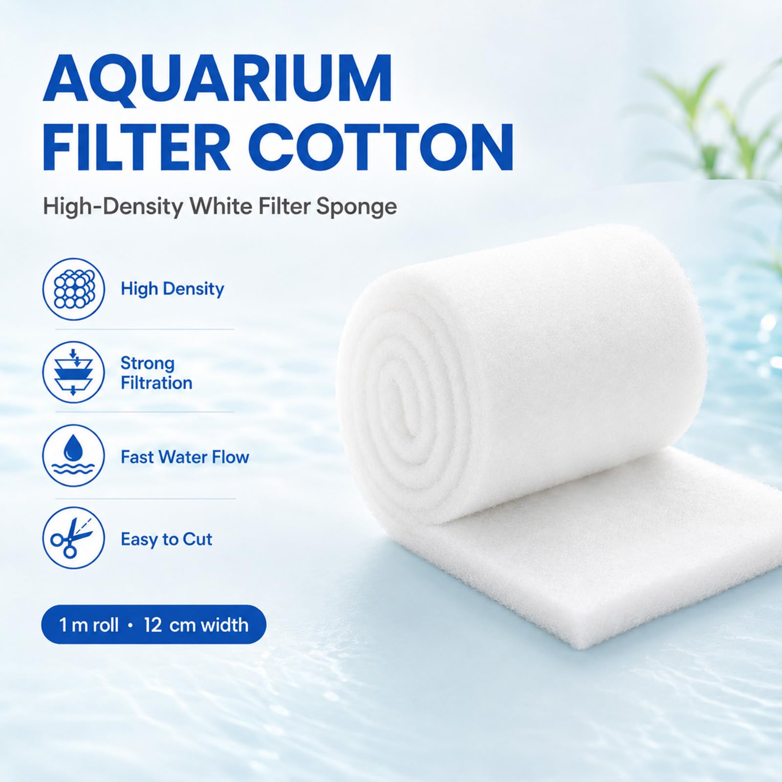 Admygo Aquarium Filter Sponge Roll - 1m x 12cm Mechanical Filtration | Cut-to-Size Foam Media 2