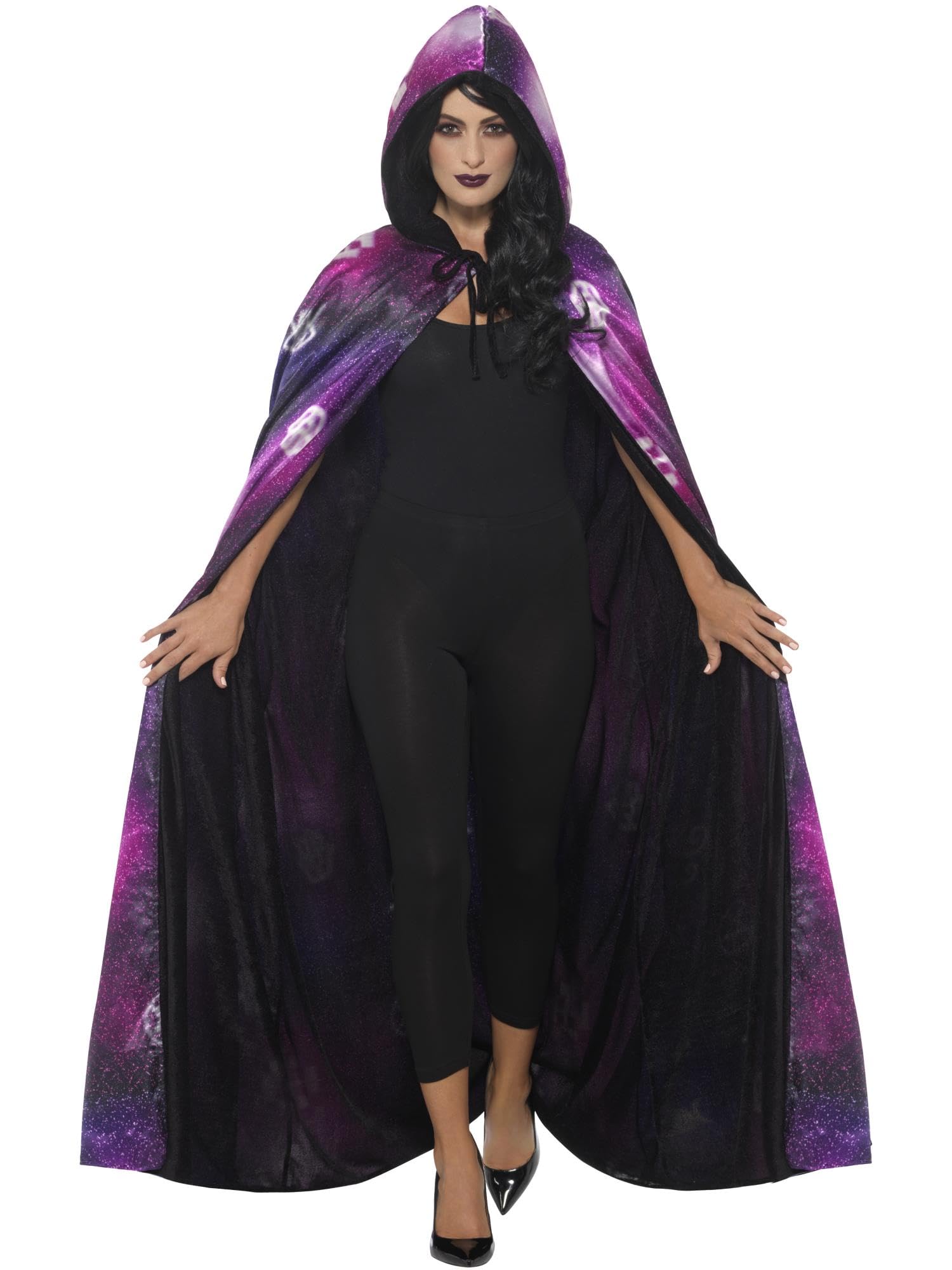 Smiffys Deluxe Reversible Galaxy Ouija Cape, Black & Purple, Unisex Halloween Fancy Dress Accessory 12
