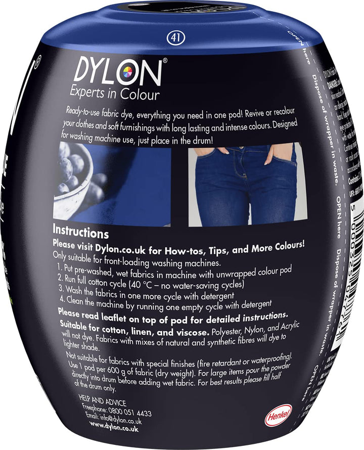 Dylon Washing Machine Fabric Dye Pod - Jeans Blue, 350g
