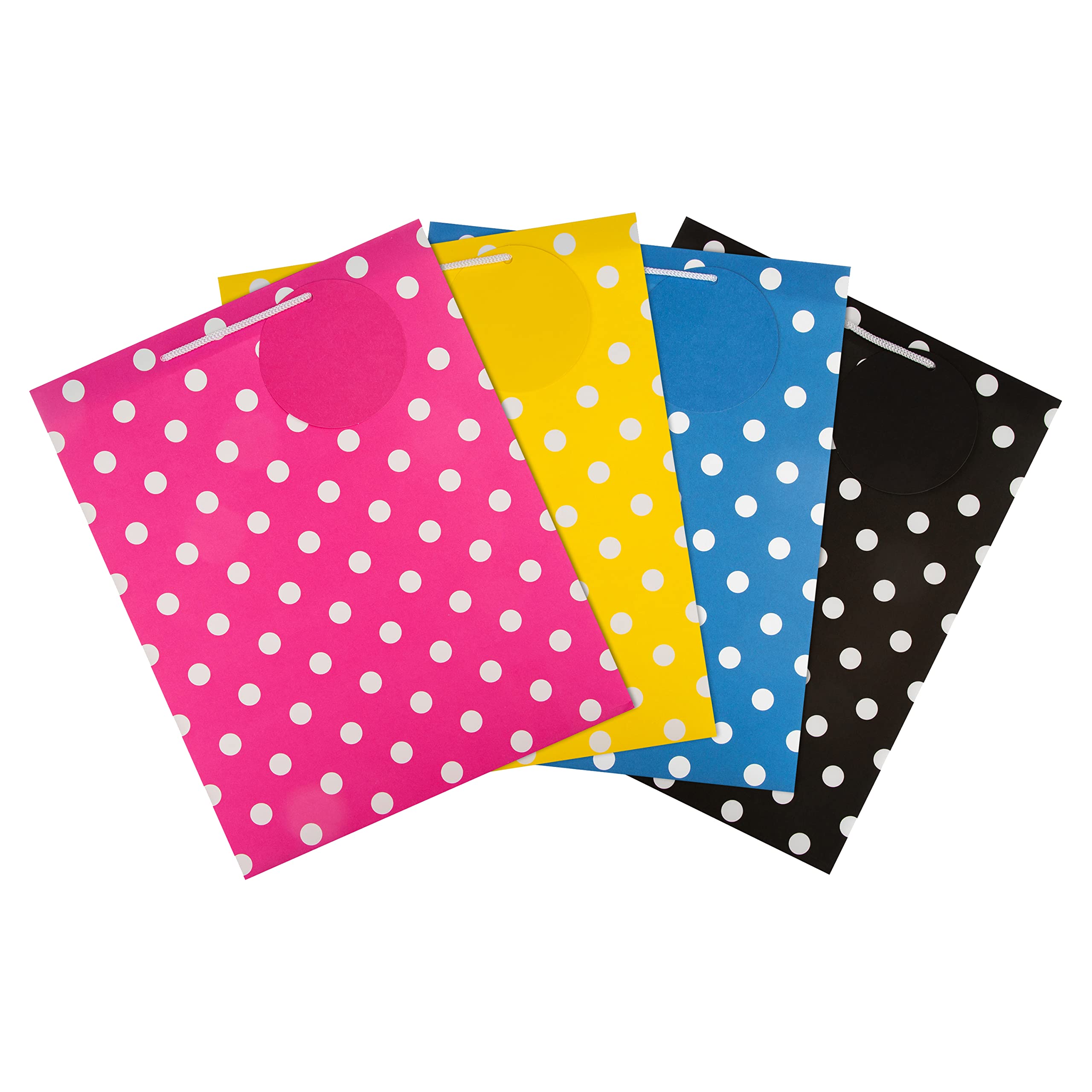 Hallmark Multi-Occasion Gift Bags Bundle - 4 Large Bags in Contemporary Polka Dot Design with Tags